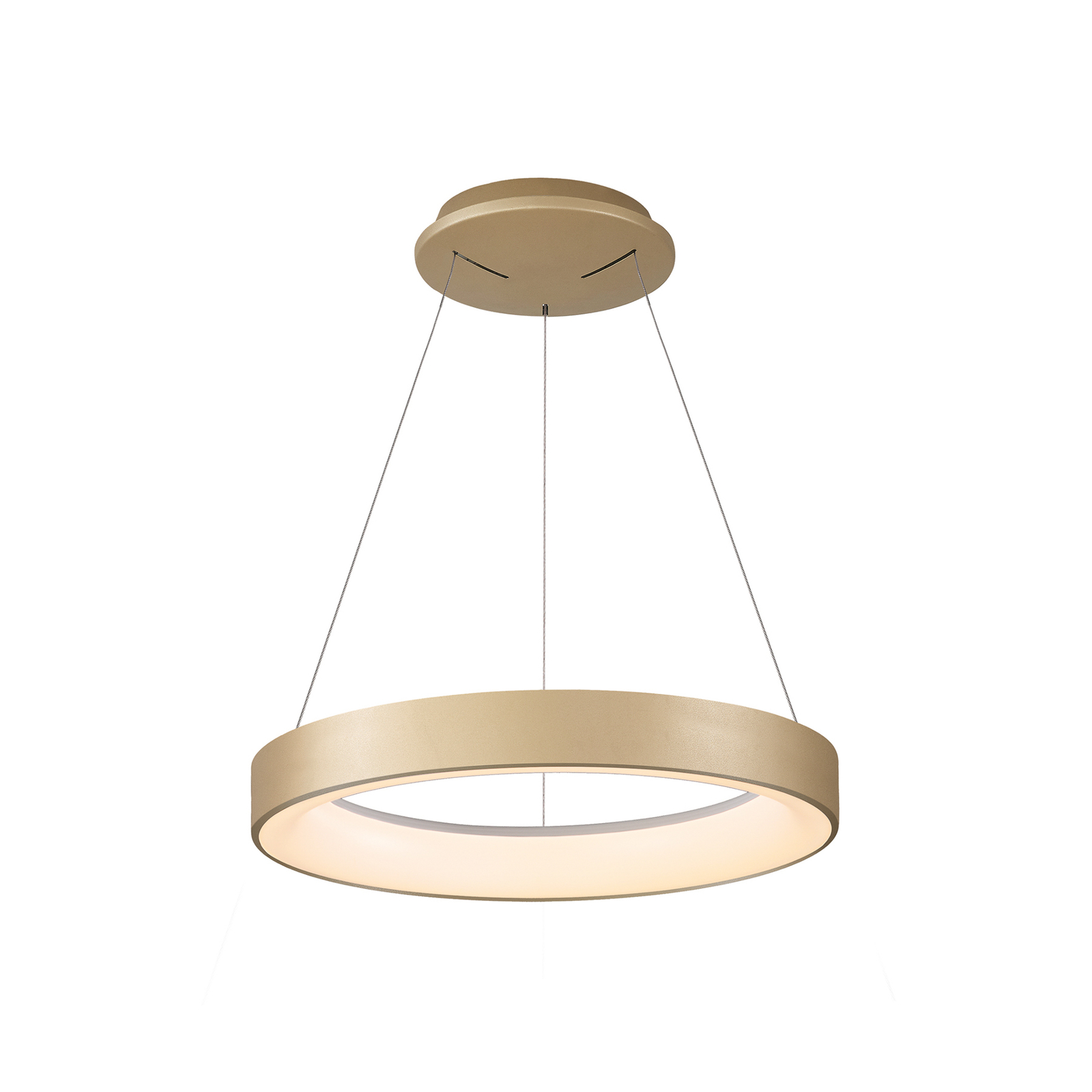 Lámpara colgante LED Niseko II, control remoto, Ø 38cm color dorado