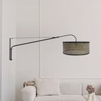 Φωτιστικό τοίχου Elegant Classy, μαύρο/πλέγμα μαύρο-ξύλο