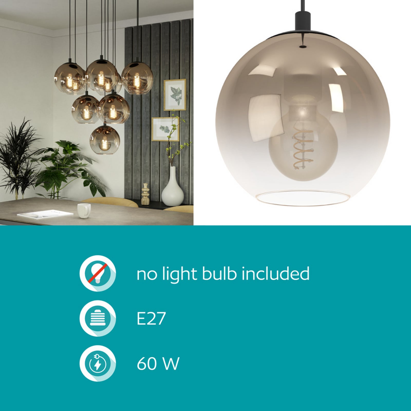 Suspension EGLO ARISCANI 1, Ø 65 cm, à 10 lampes, noir/cuivre Suspension EGLO ARISCANI 1, Ø 65 cm, à 10 lampes, noir/cuivre