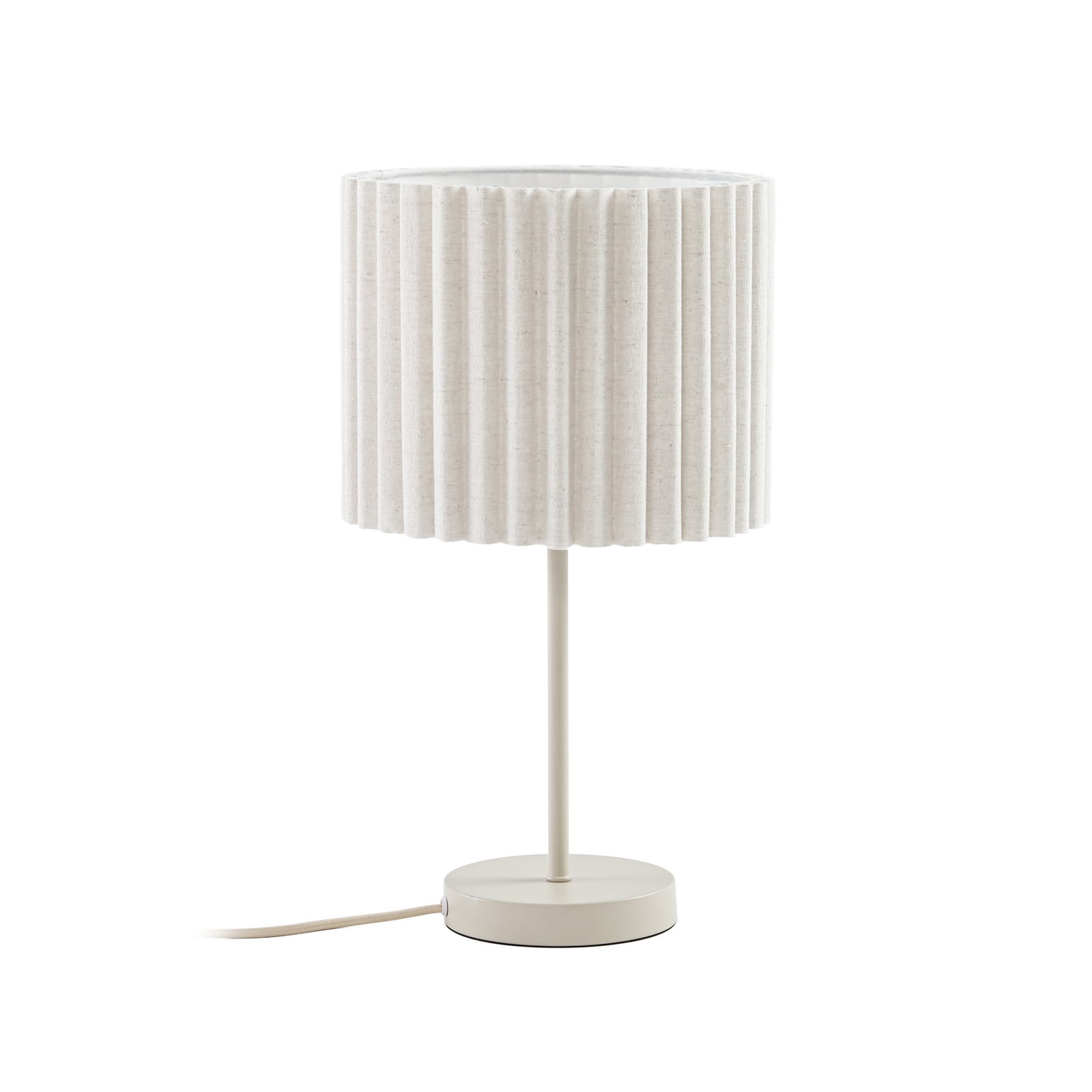 Stolní lampa Libbie, výška 45 cm, plátno, krémová, E27 – Lindby