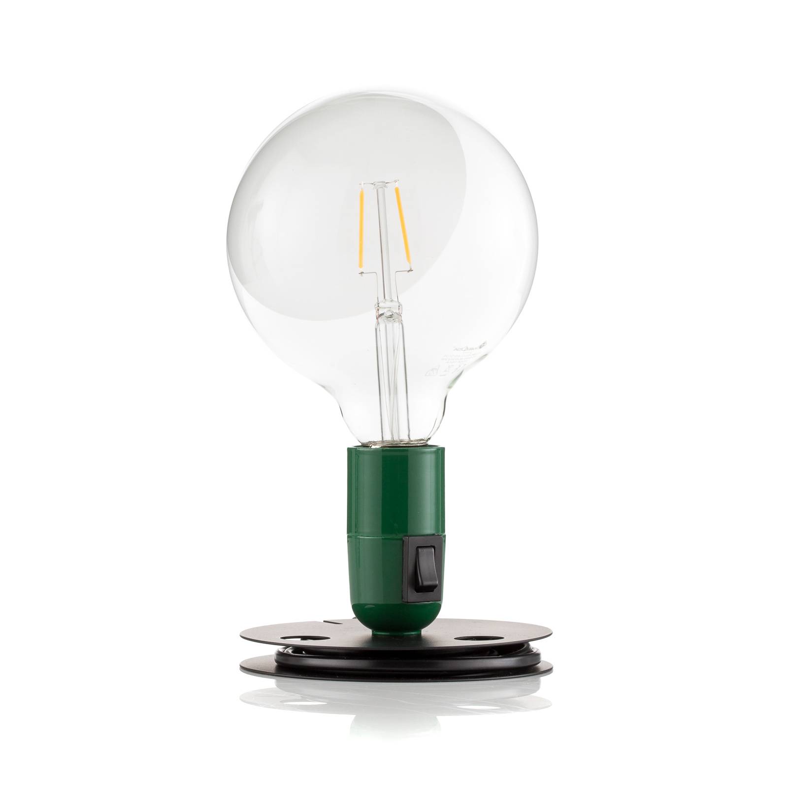 Flos FLOS Lampadina LED table lamp green, black base, for Living / Dining Room, aluminium, E27, 2 W, H: 24 cm