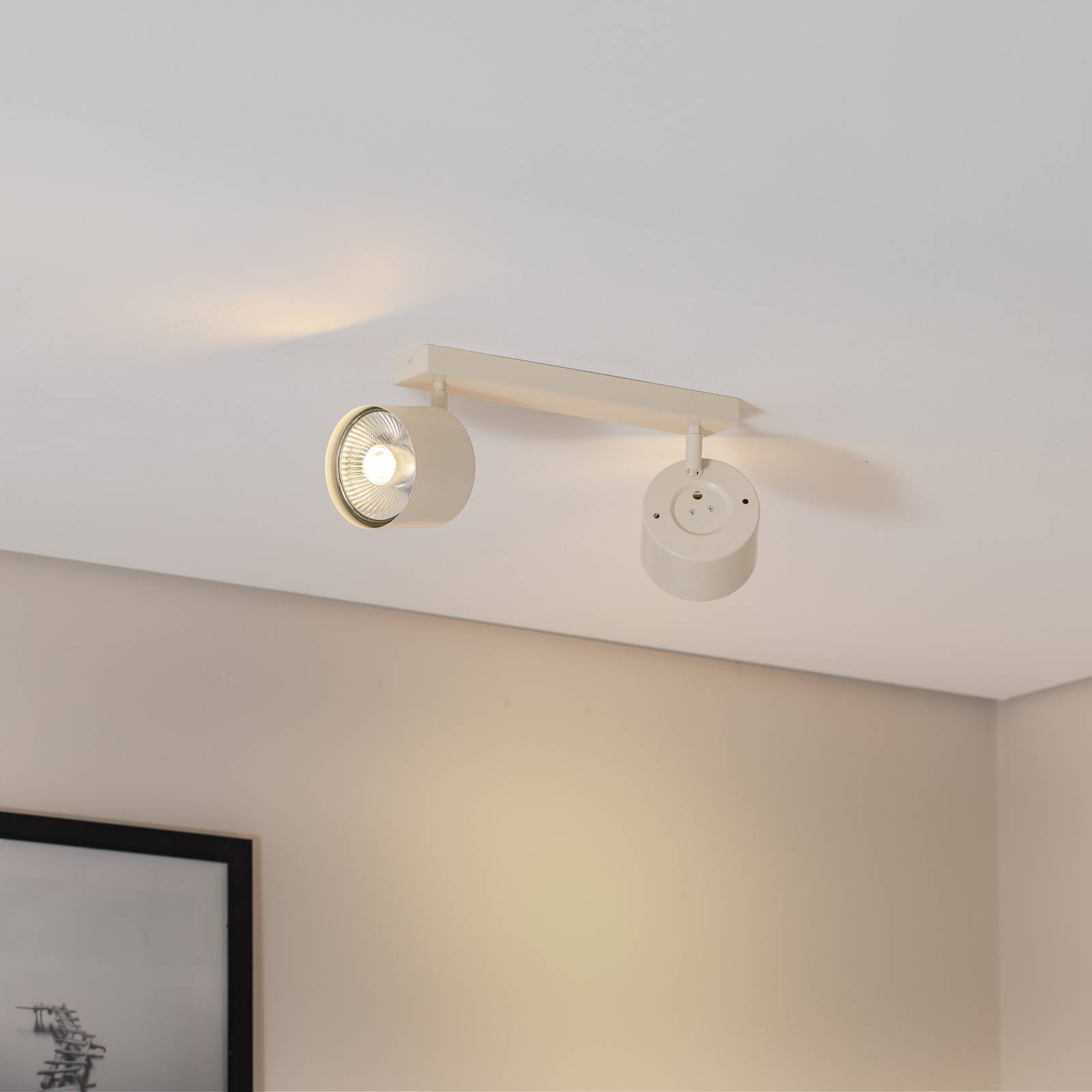 Deckenspot Chloe verstellbar zweiflammig, beige günstig online kaufen