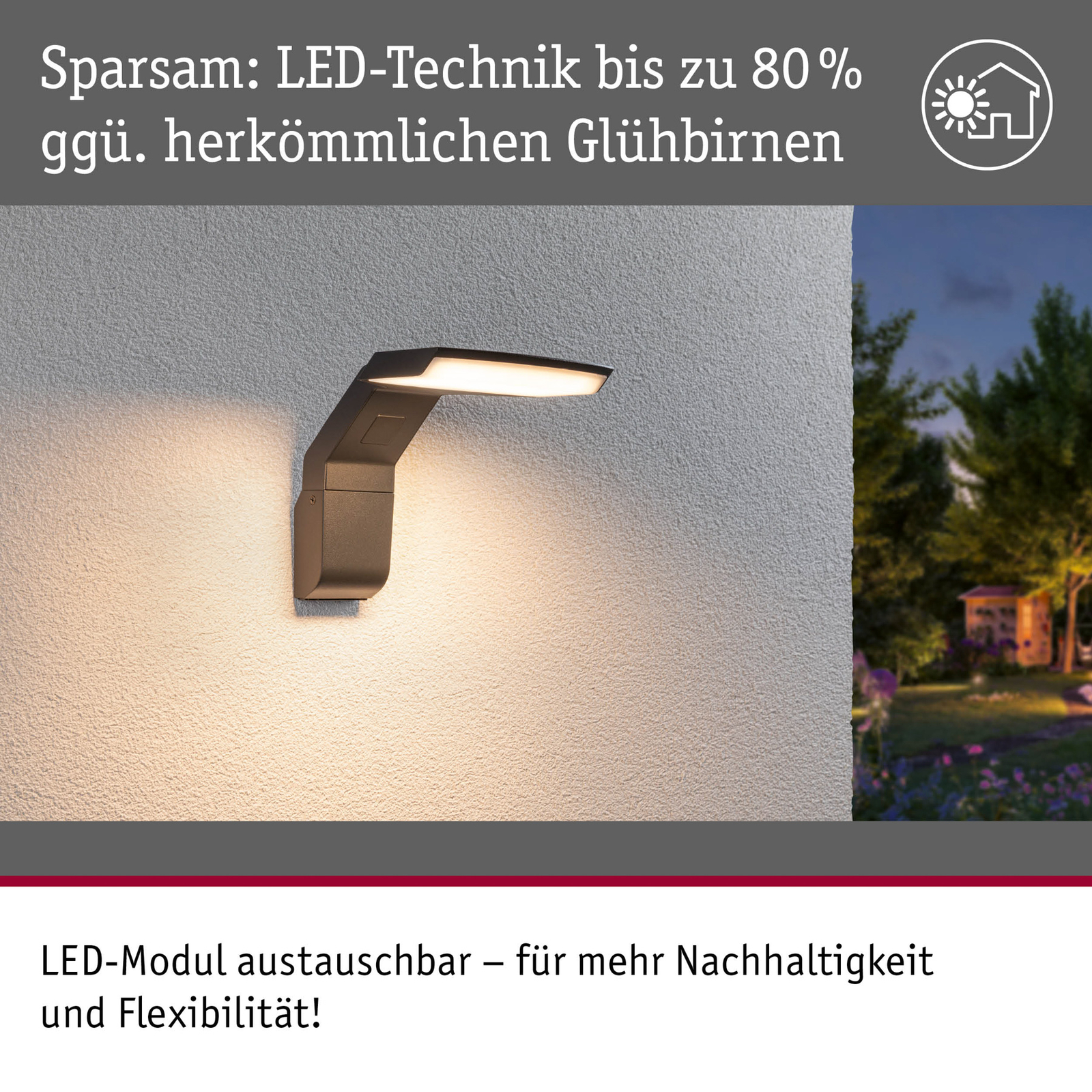 Paulmann Zenera LED-utomhusvägglampa antracit 922