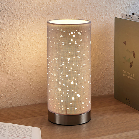 Bordlampe Umma med små utsparringer, grå