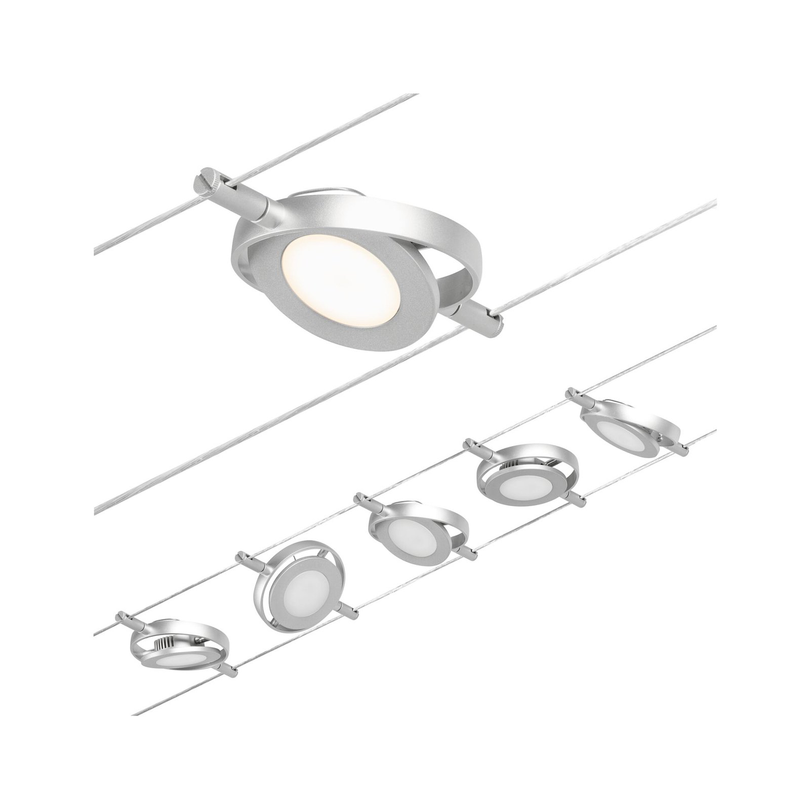 Wire RoundMac LED-Seilsystem, 5-flg. chrom - Paulmann