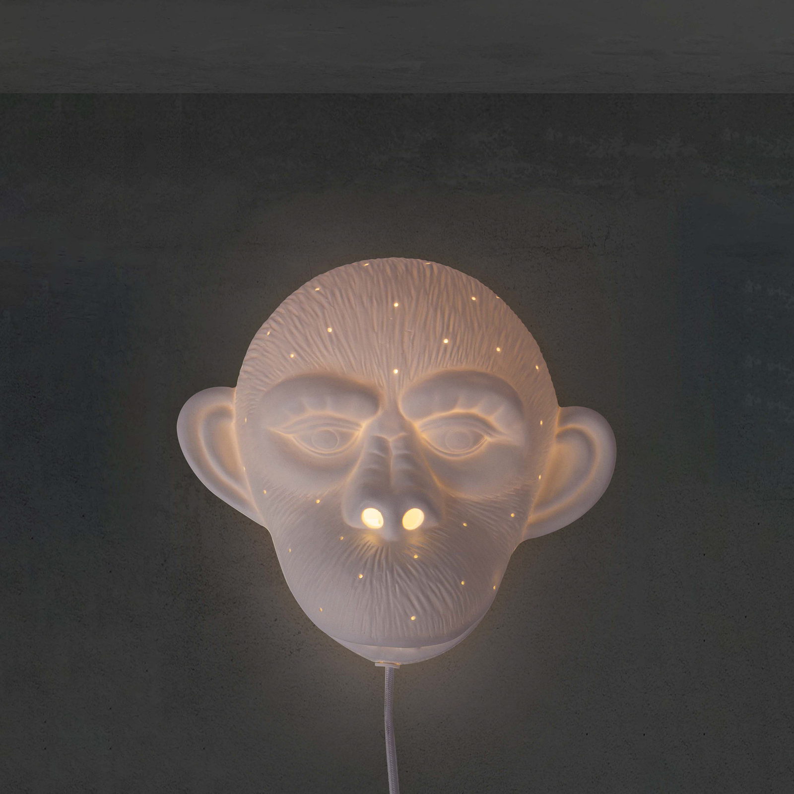 Nástenné svetlo Mono z porcelánu, biela
