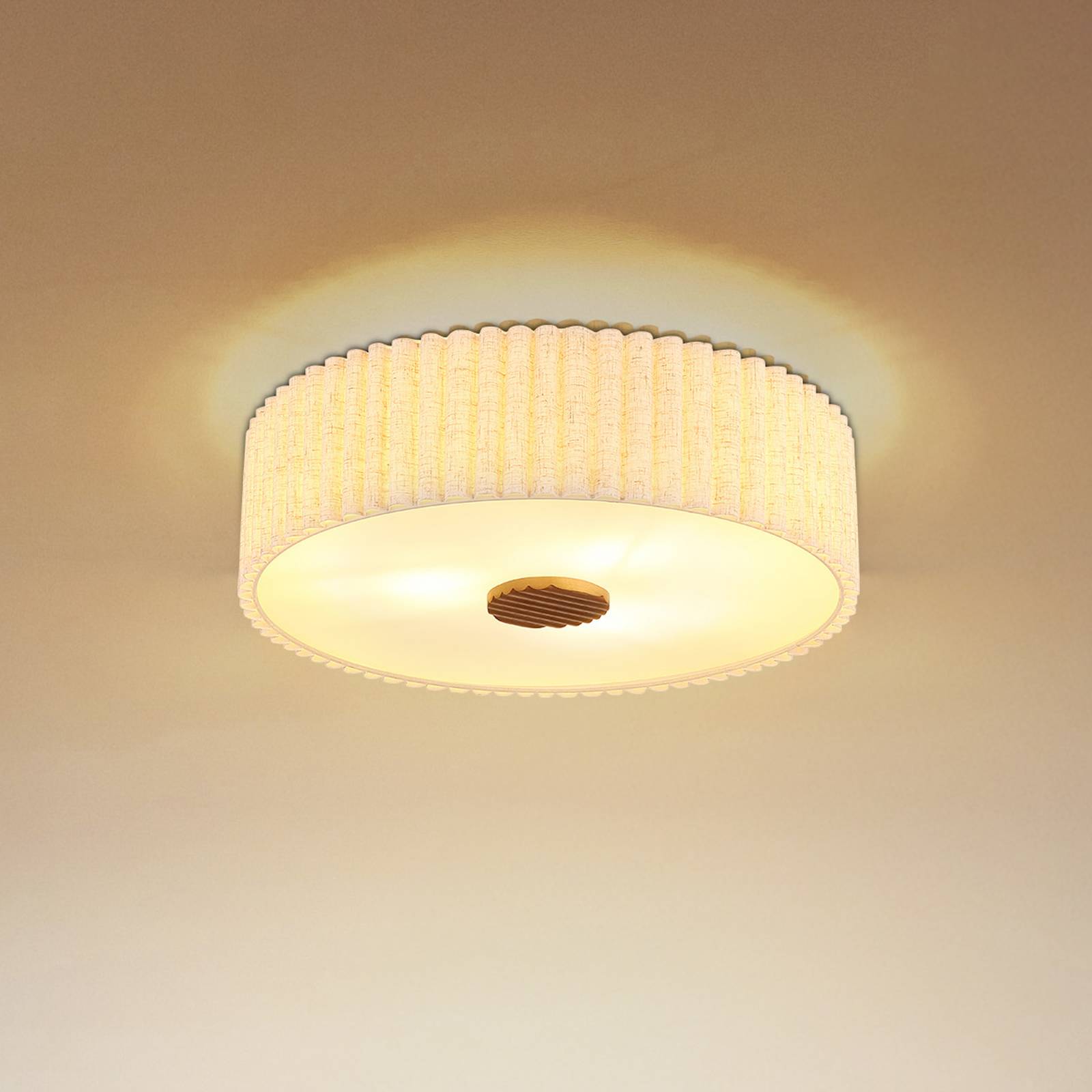 Globo Jannie Ceiling Lamp, Natural, Linen, 3-Bulb, Ø 50 Cm, E27