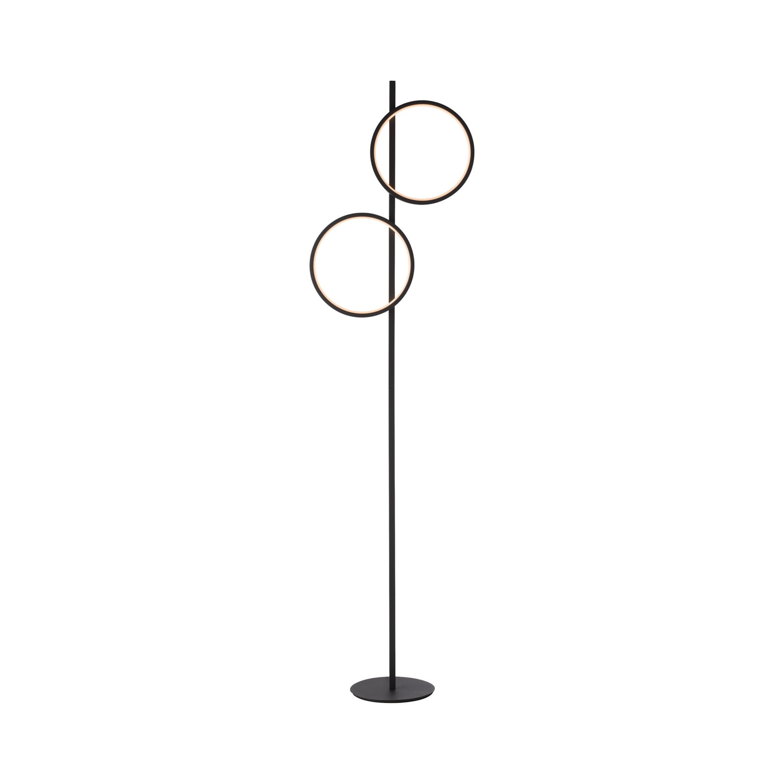 Lampadaire LED Mini-Ritus, noir, fer, 2 anneaux