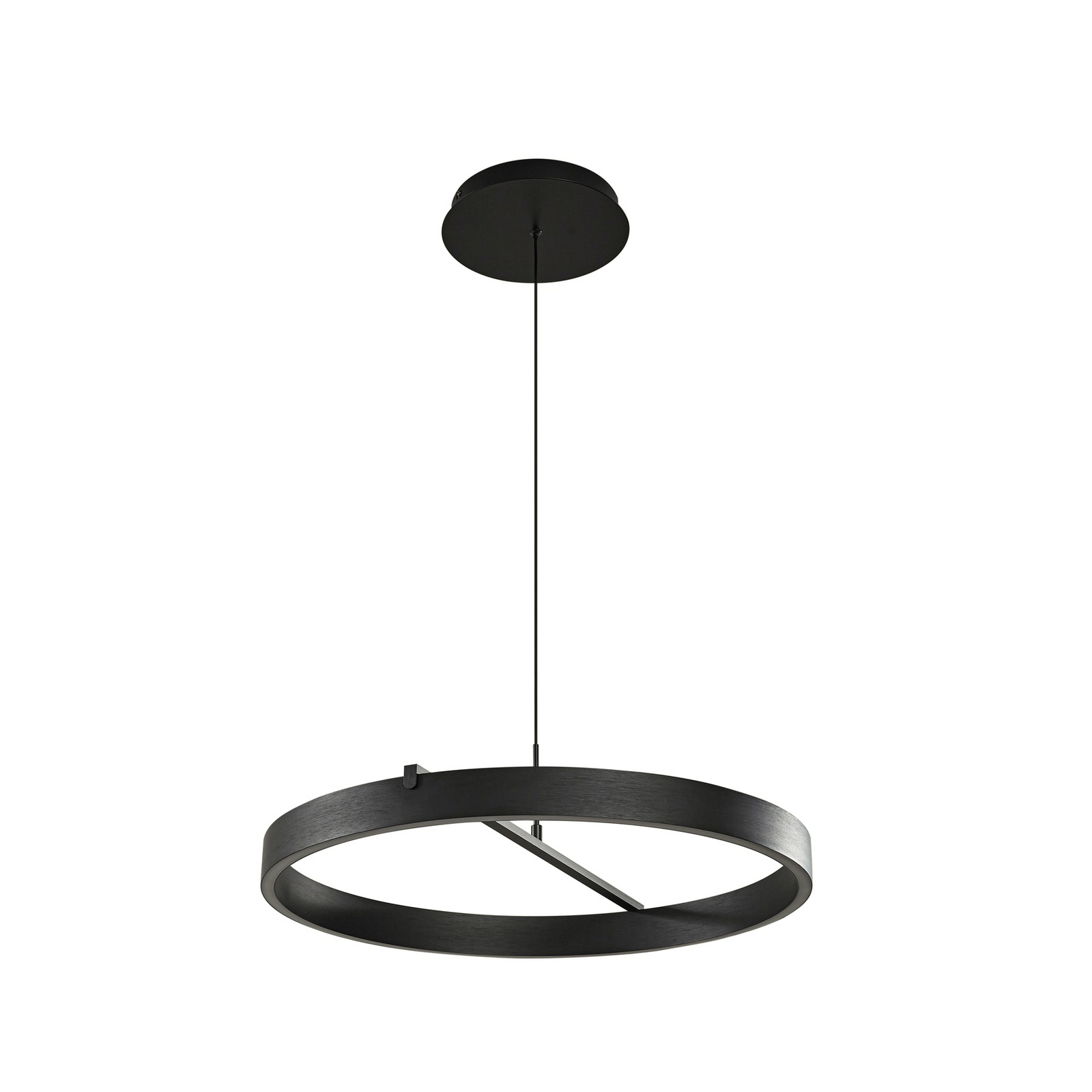 Lucande LED piekaramā lampa Rovan, Ø 60 cm, melna, CCT, dimmerējama