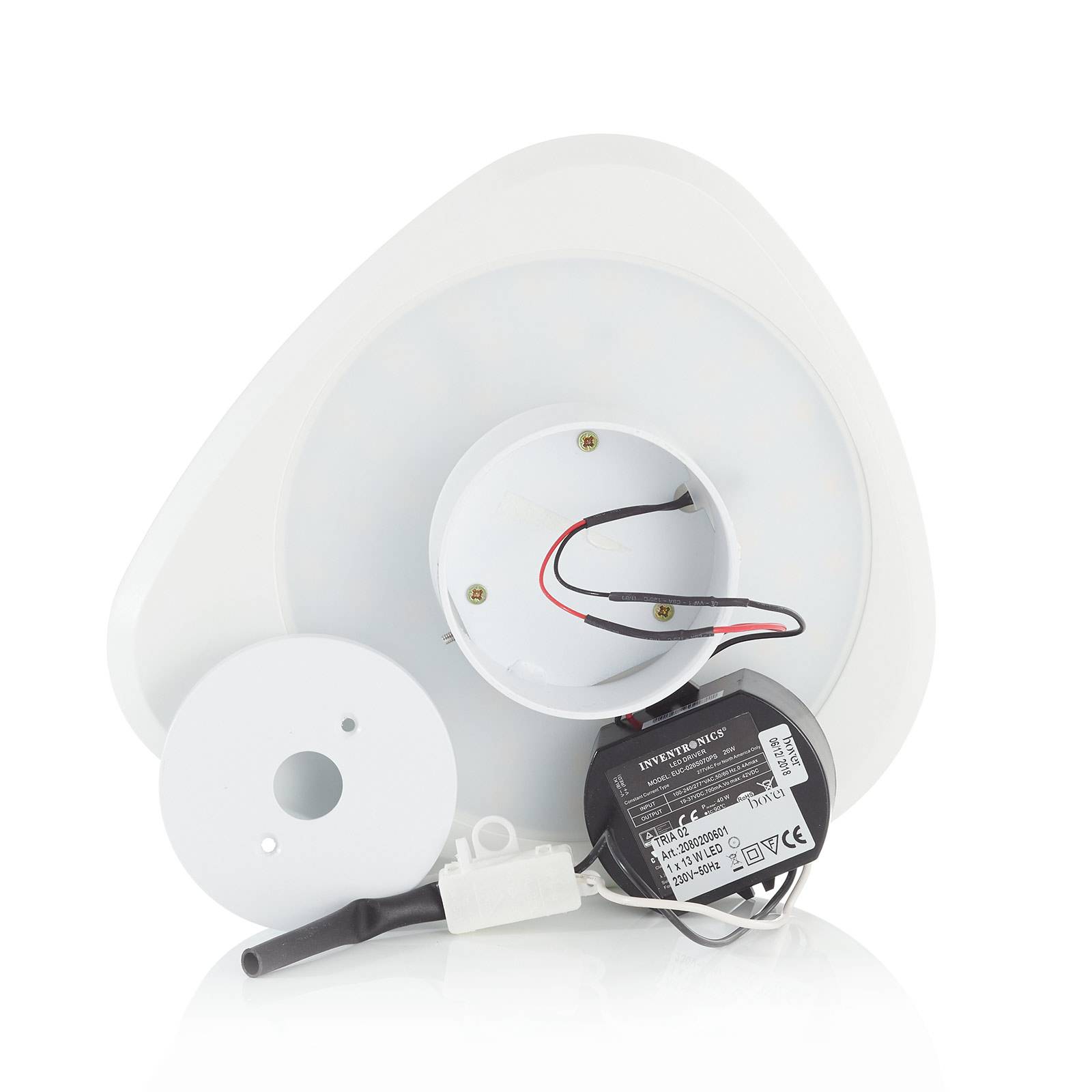 Bover Tria 02 kinkiet LED, biały, 27 cm, ściemniany