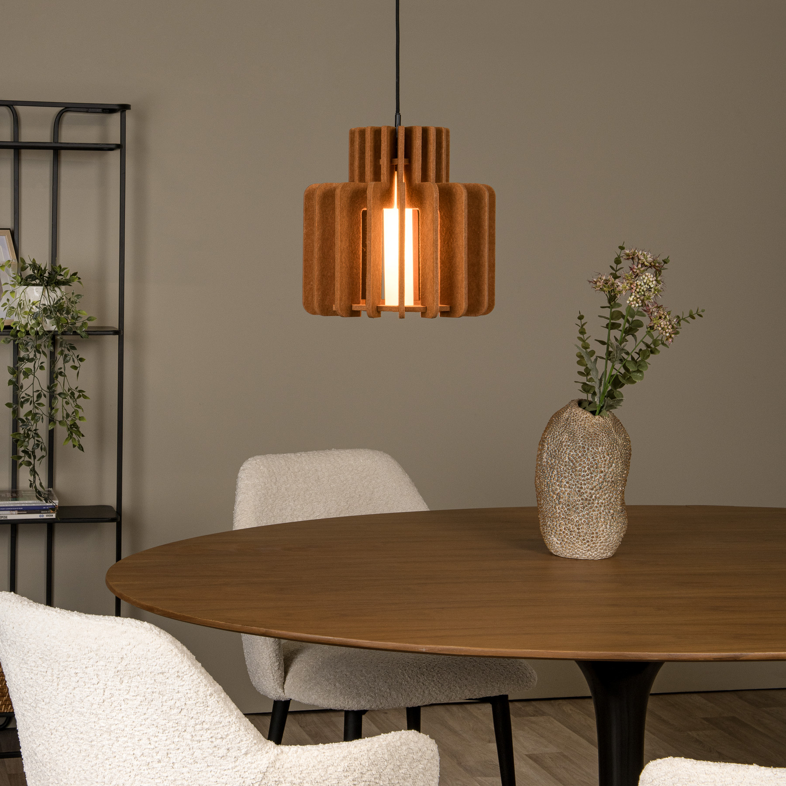 Lampă suspendată Rollo, teracotă, Ø 31 cm, țesătură/metal/sticlă