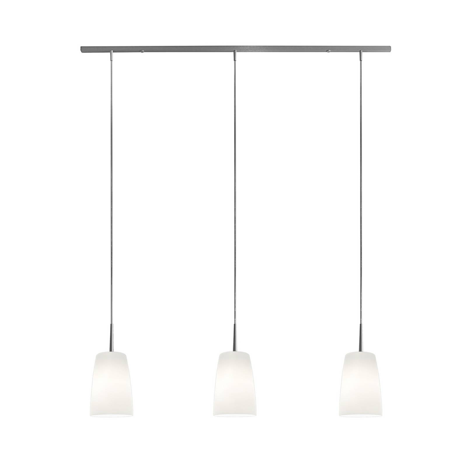 Casablanca Hängelampe Mesa, weiß, Glas, 3-flg., 100 cm, E27
