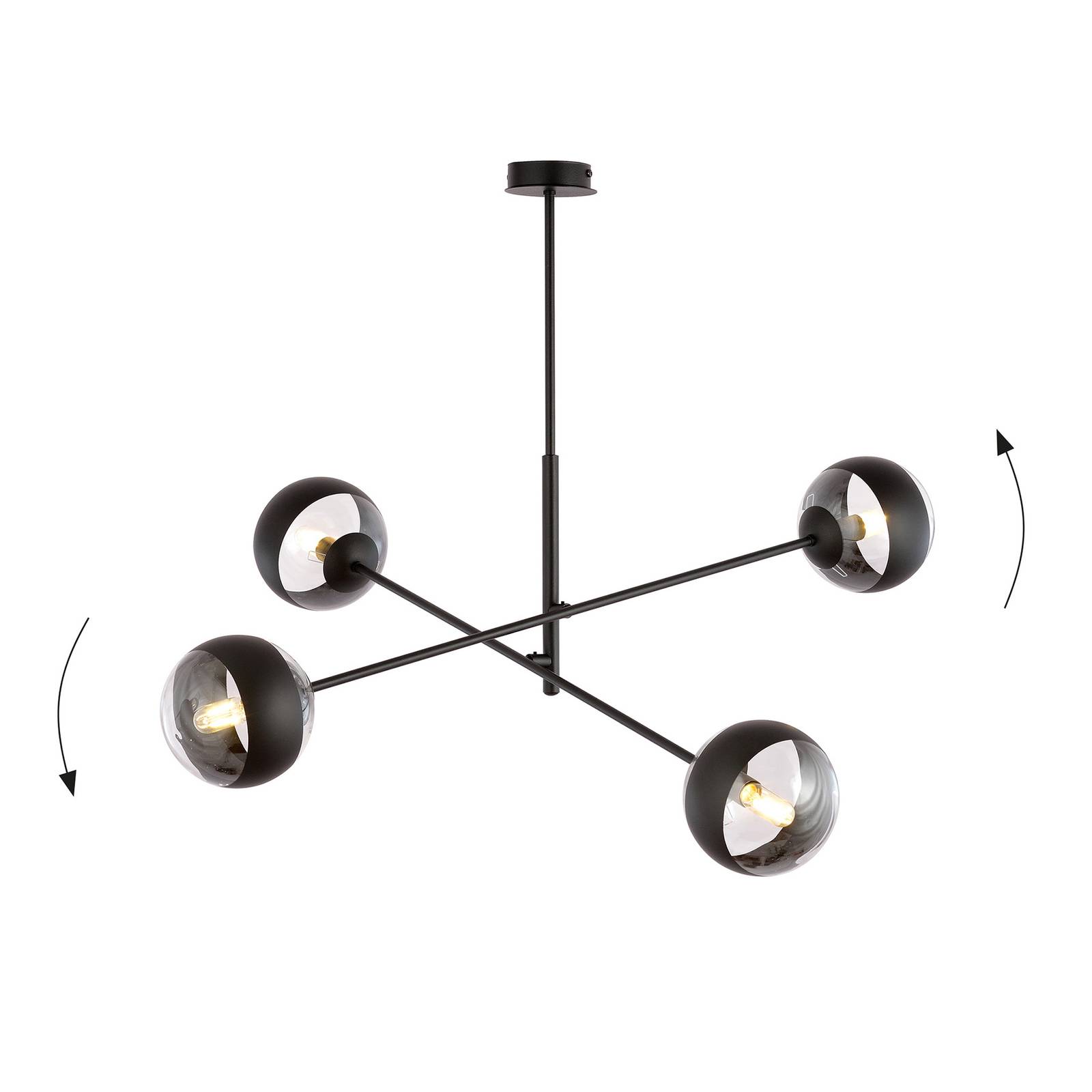 Lampa sufitowa Linear, czarna/przezroczysta 4-pkt.