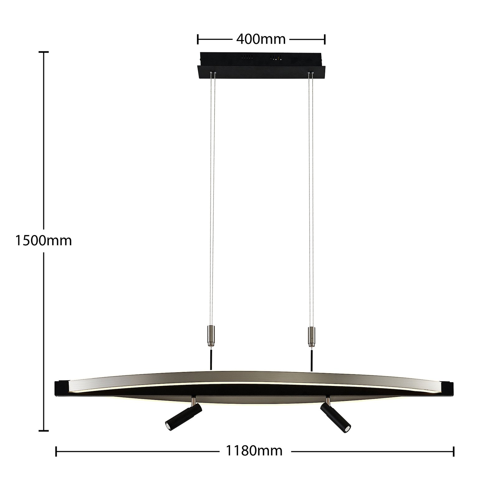 Lucande Matwei LED hanglamp, ovaal, nikkel