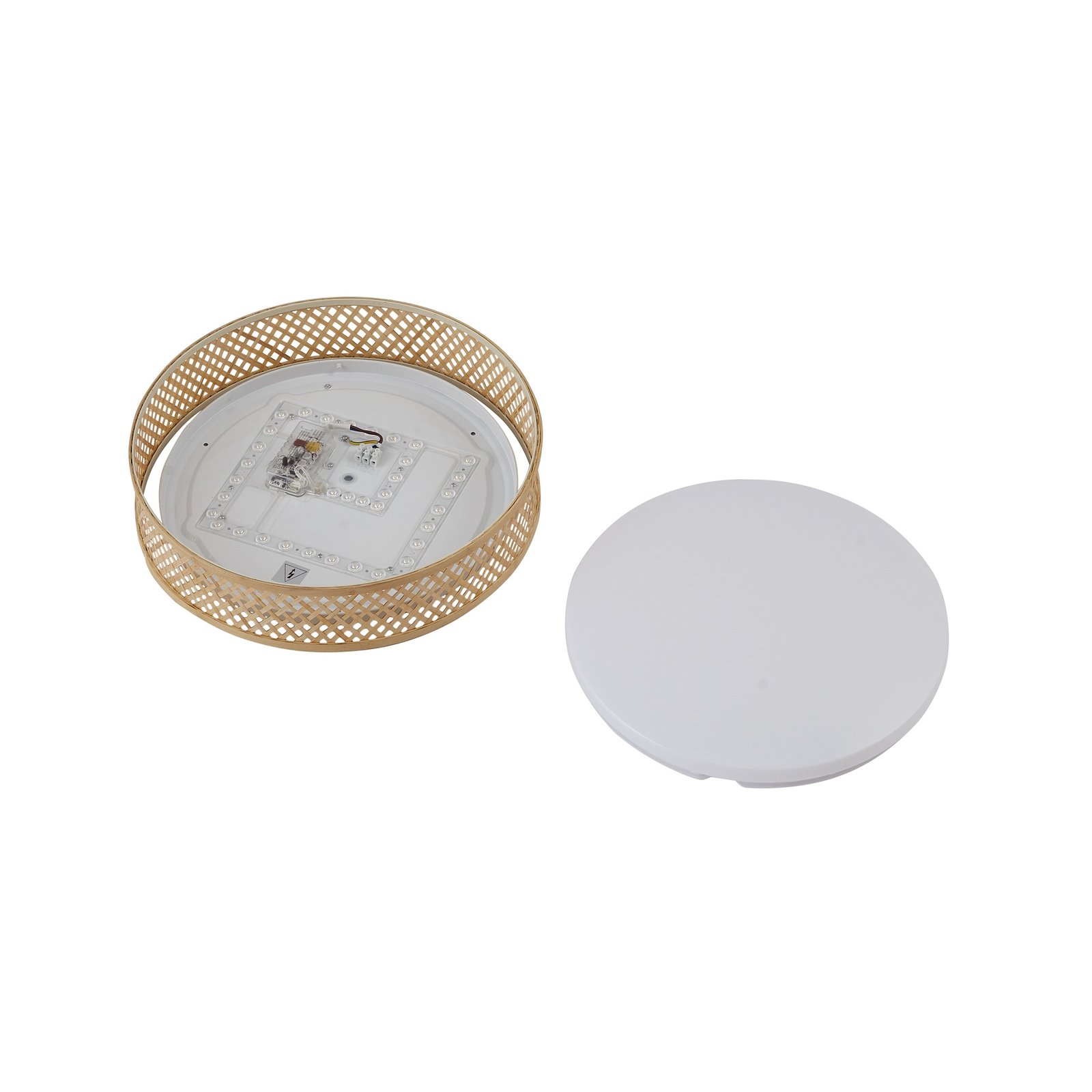 Lindby LED ceiling light Eilif, bamboo, white, Ø 40 cm