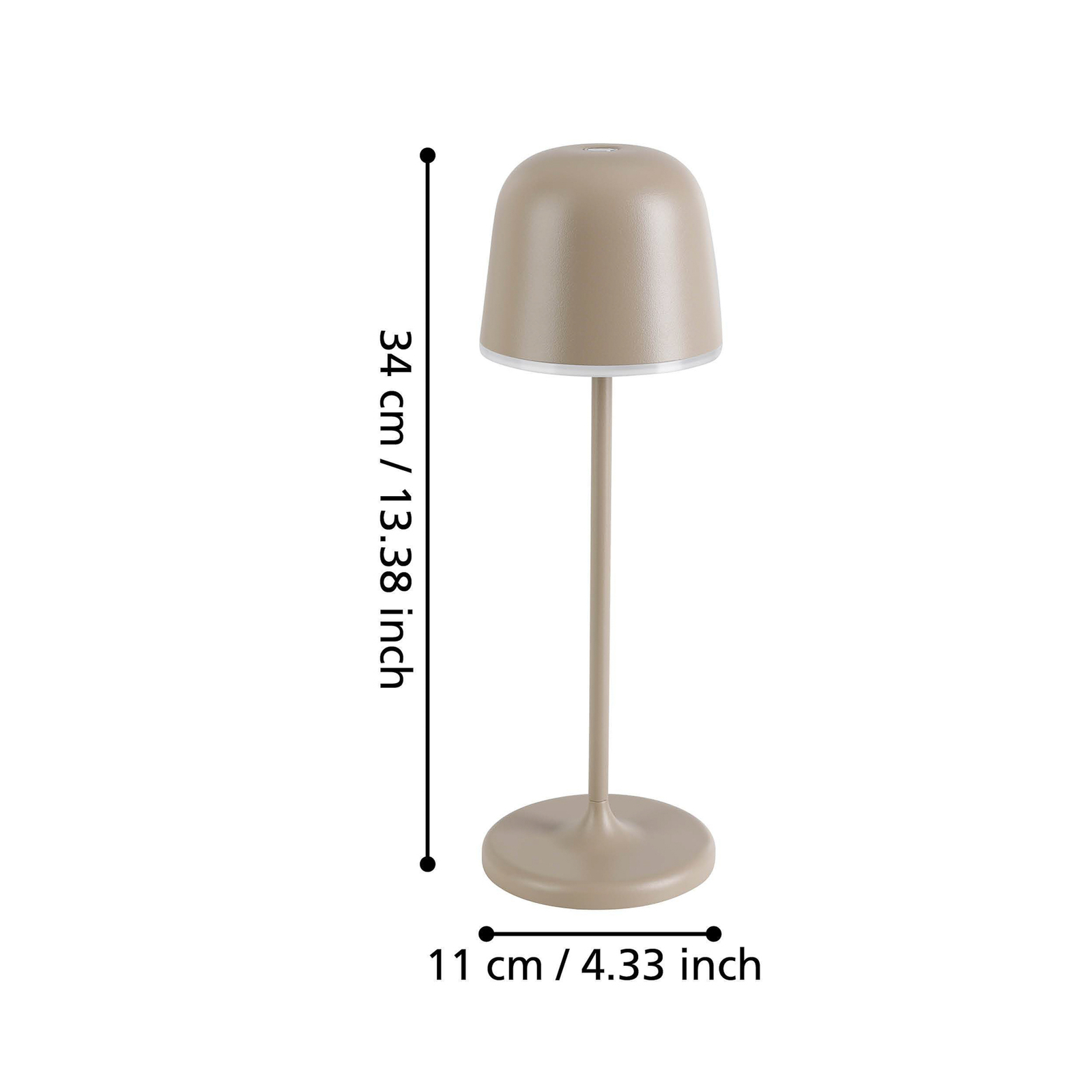 Lampe de table LED Mannera, batterie, sable