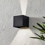 Aplique LED de exterior Wall, cúbico, negro