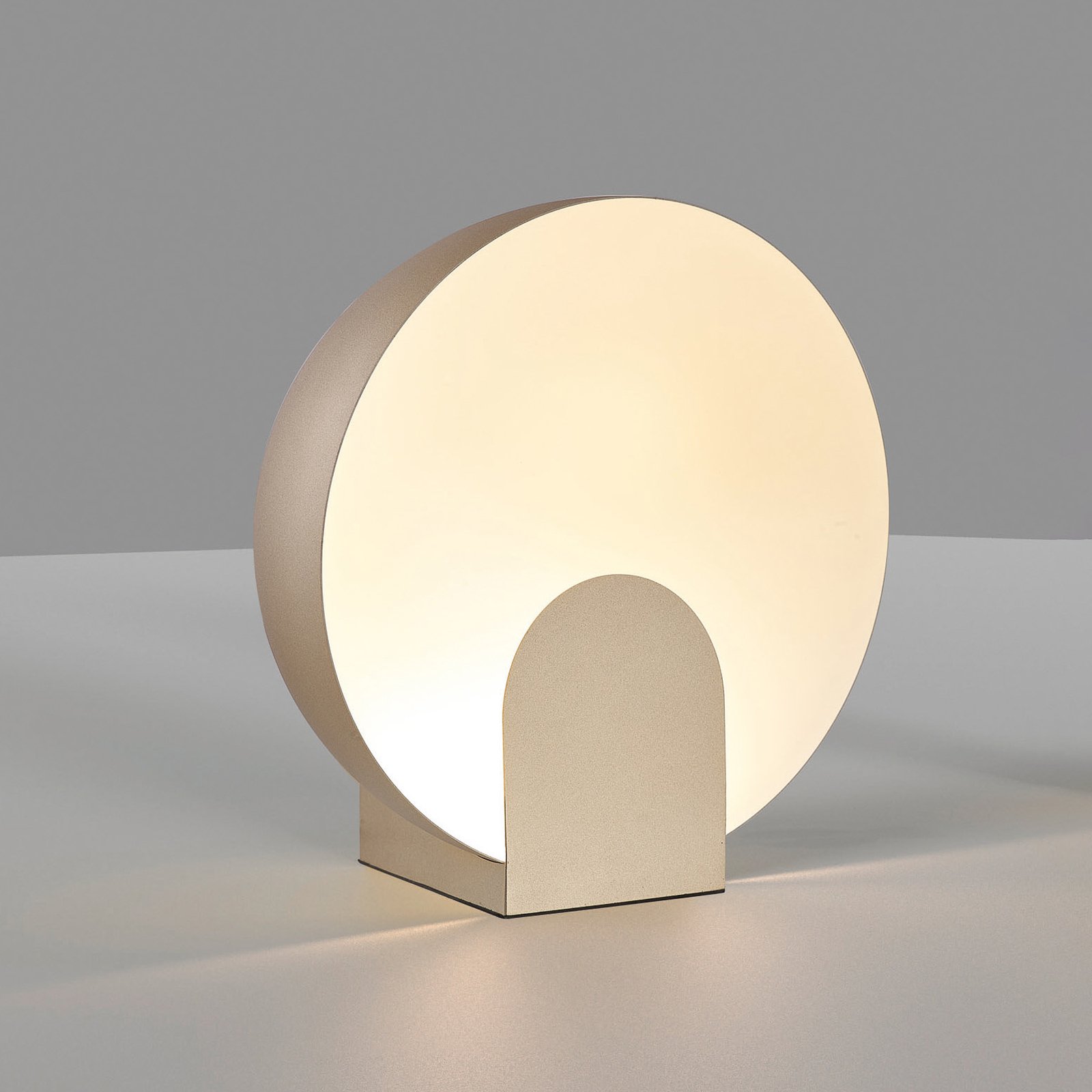 Επιτραπέζιο φωτιστικό LED Óculo, χρυσό χρώμα, Ø 30cm, μέταλλο, έμμεσο