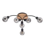 Eridia 6 Round Plafondlamp Black/Wood - Lindby