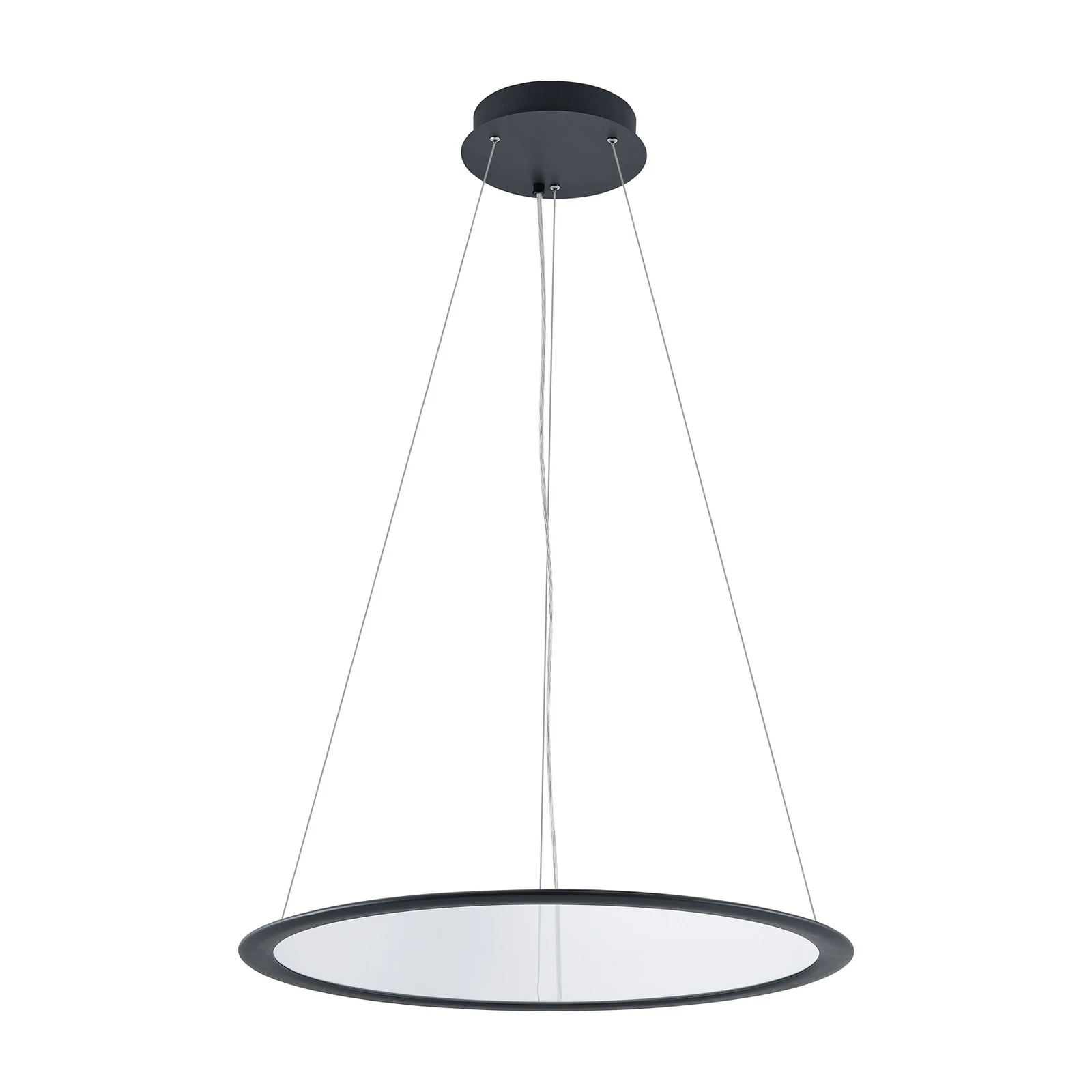 LED κρεμαστό φωτιστικό PANEL, μαύρο, Ø 63 cm, μεταλλικό, CCT dim 50 W