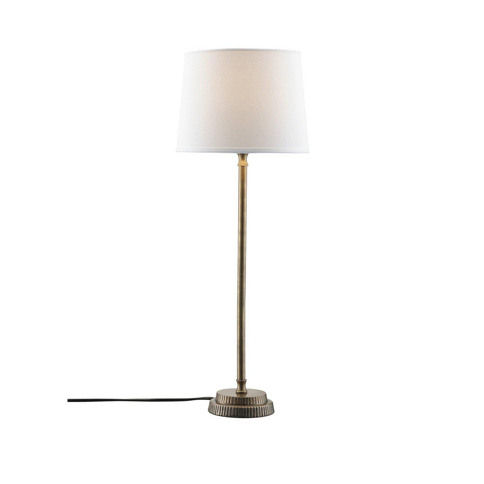 PR Home Lampă de masă Kent alb/zahăr abajur conic - dormitor - alb alamă antică - Țesătură / Textil