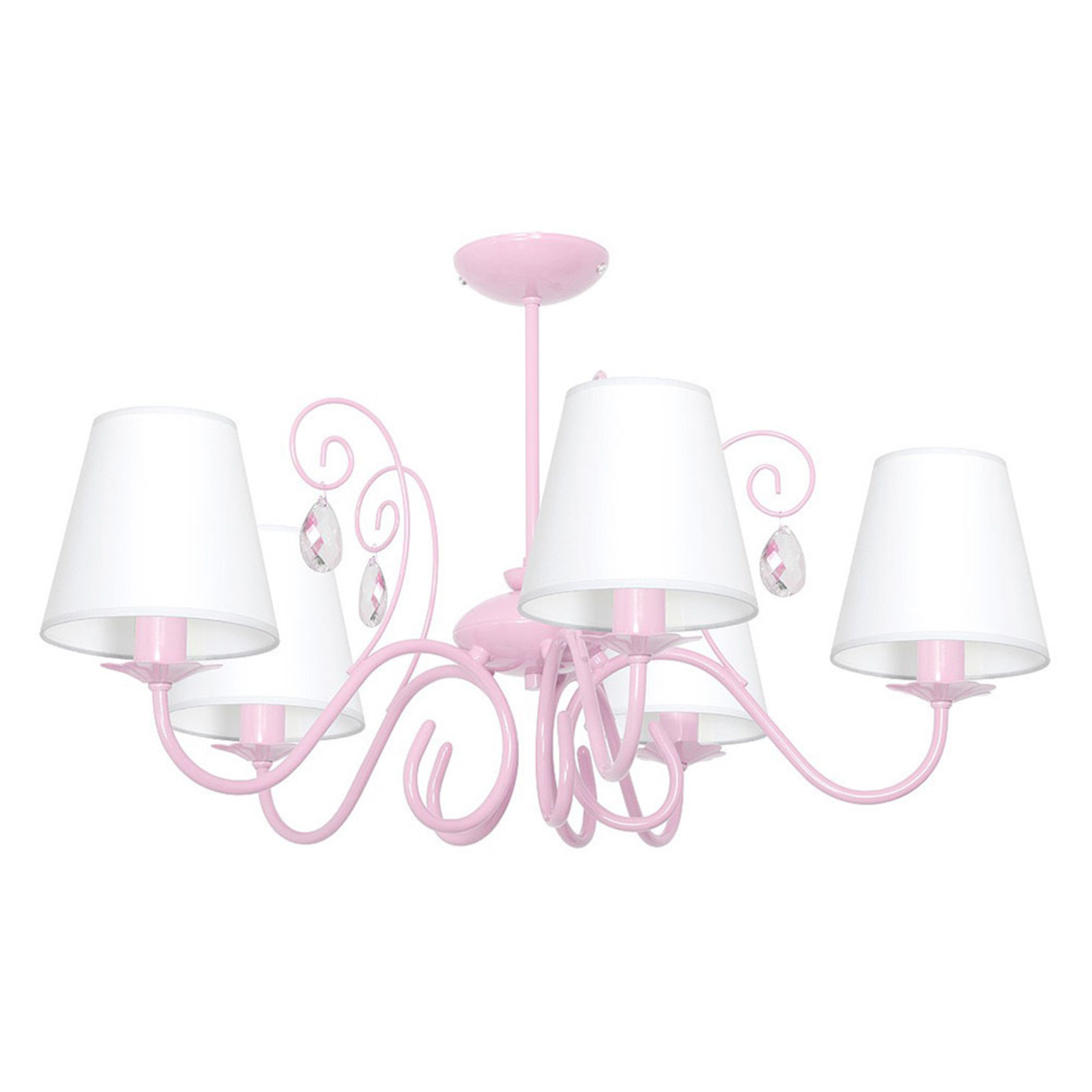 Lámpara de araña Sara con 5 pantallas blanca/rosa