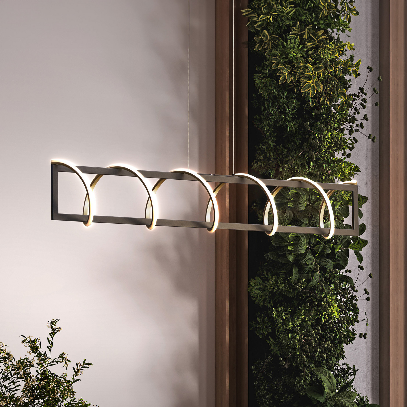 FISCHER & HONSEL Lampă suspendată LED Gwen negru / auriu metal CCT dimabil - Camera de zi / sufragerie - modern - negru auriu alb