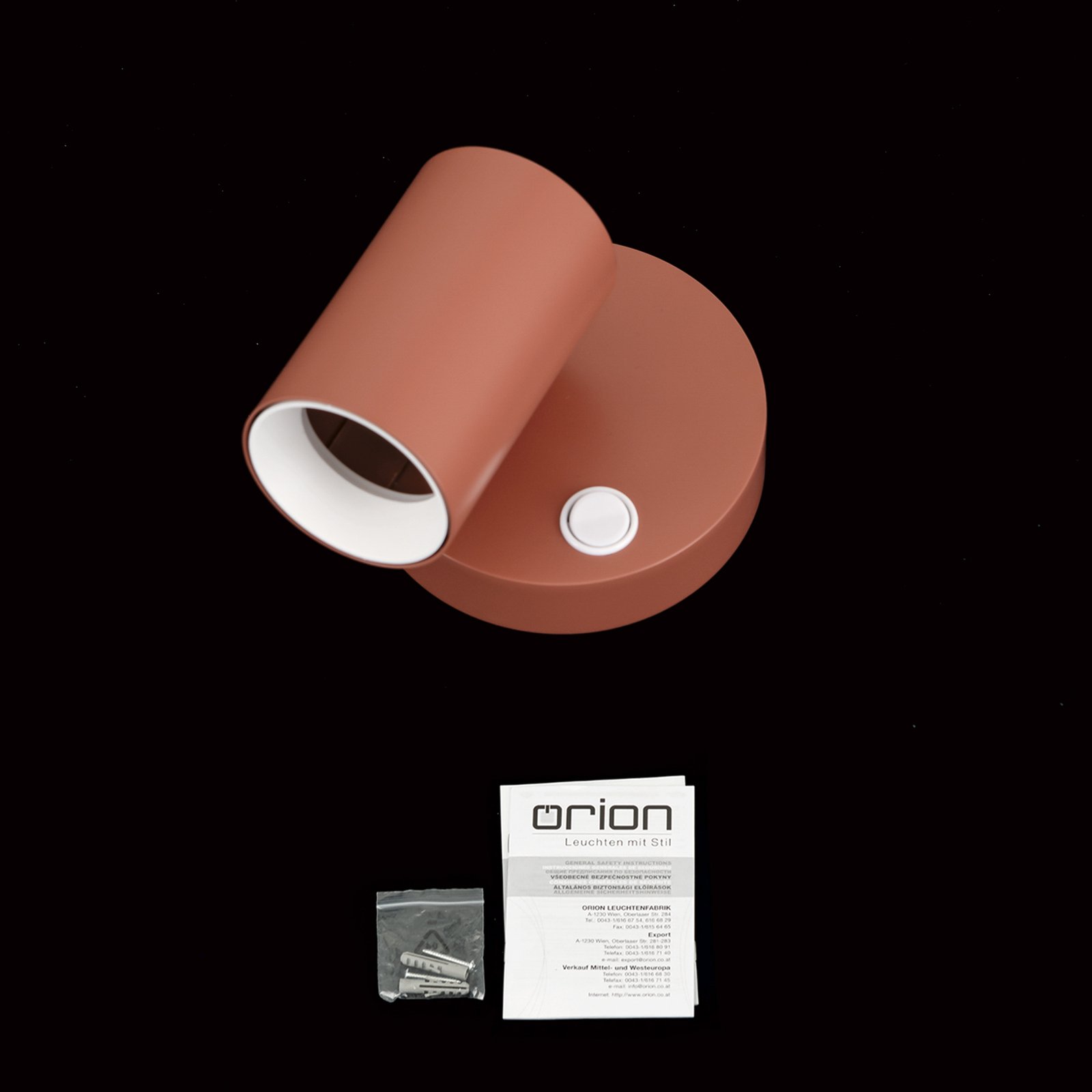 Penn wall spotlight, coral red, Ø 10.5 cm, steel/aluminium