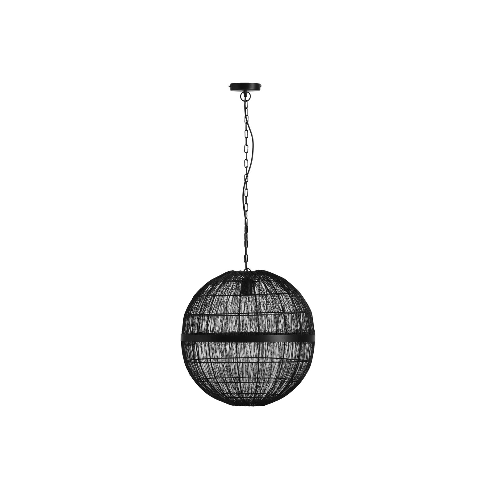 Hanglamp Hermi II metaalvlechtwerk zwart, Ø 50cm