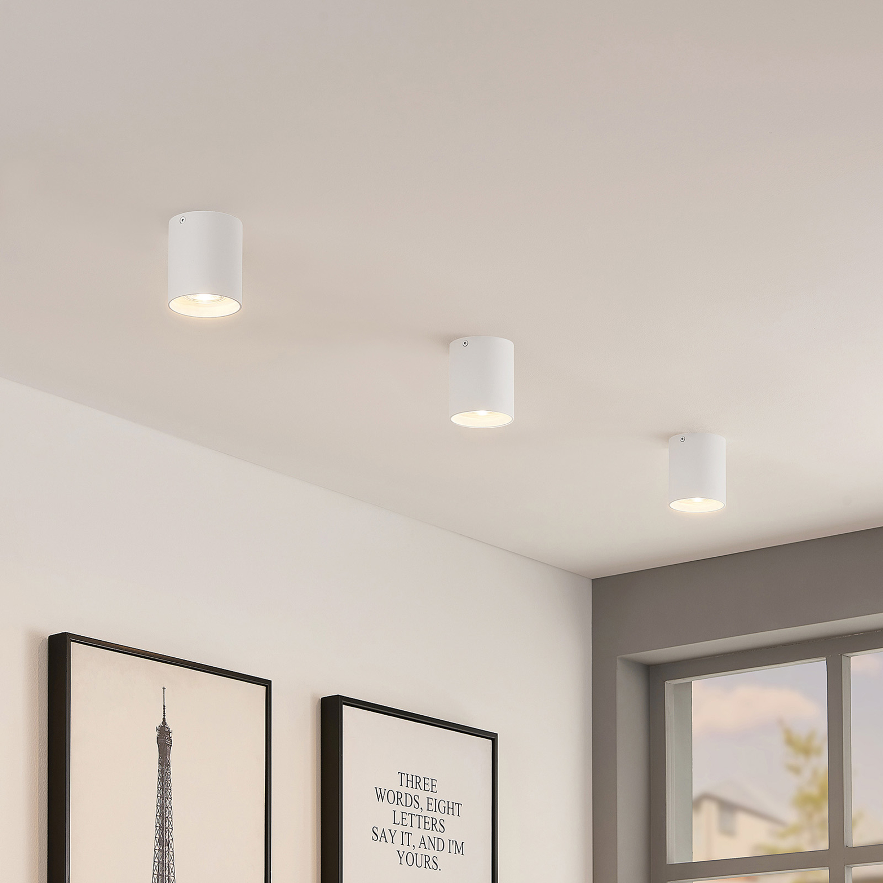 ELC Efey ceiling lamp, GU10, round, white, for Living / Dining Room, aluminium, metal, GU10, 50 W, energy efficiency: A++, H: 9.5 cm