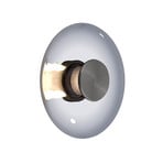 PURE Vitrum LED-vägglampa, grå, glas/aluminium, Ø 22 cm