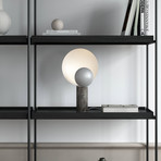 Lampada tavolo Caché, paralumi mobili grigio satin