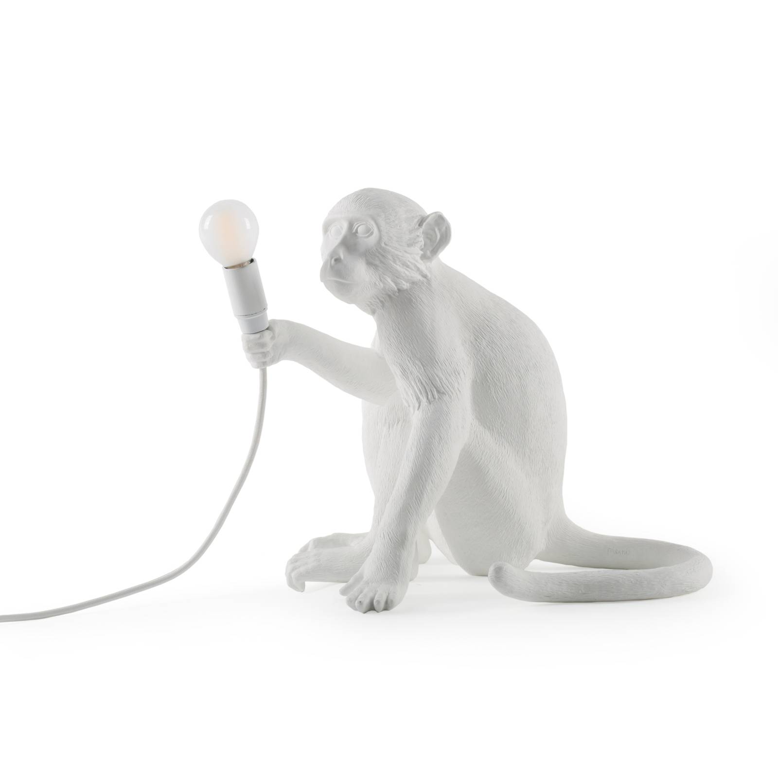 SELETTI LED-dekorerad bordslampa Monkey Lamp vit sittande