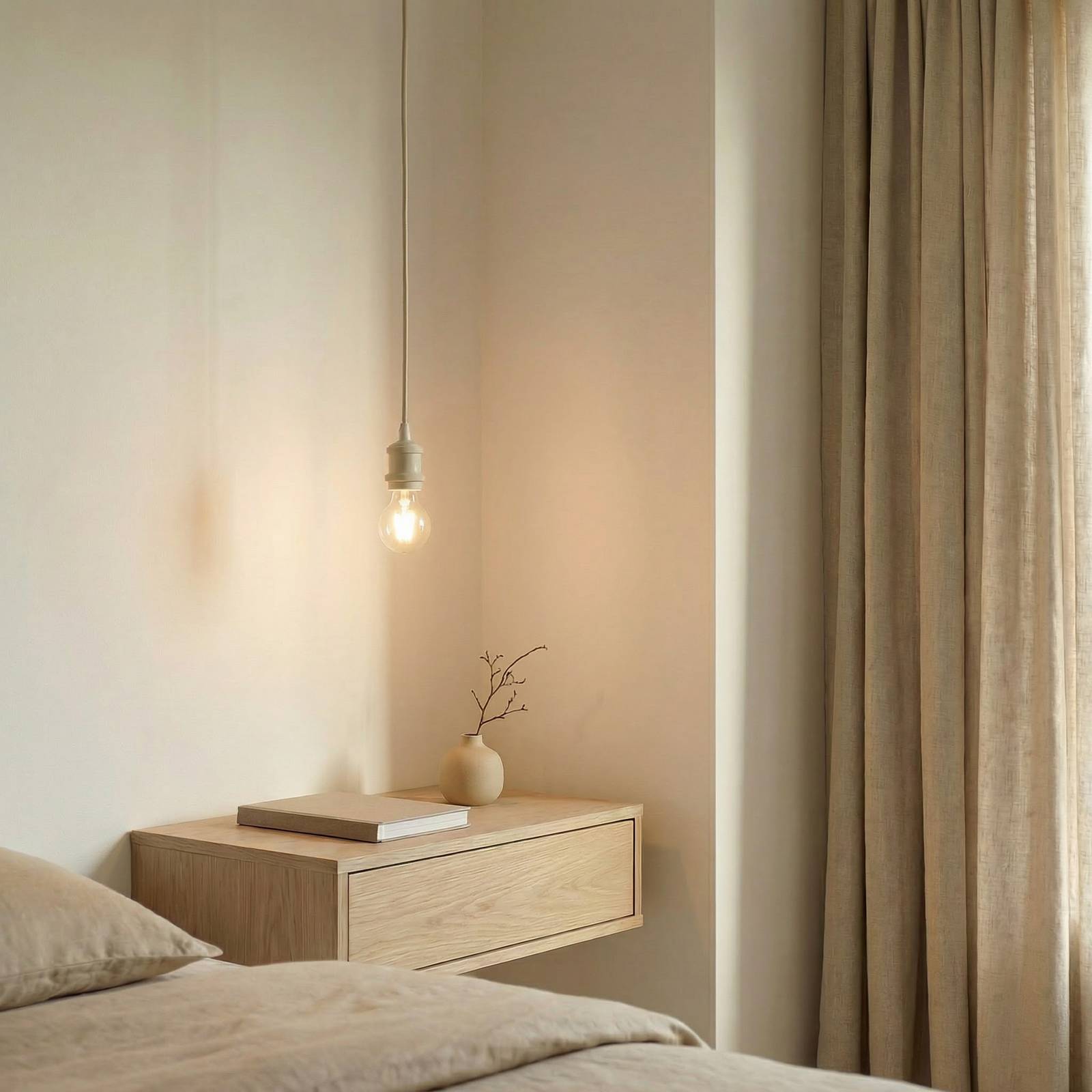 Lindby hanglamp Hattie, fitting E27, beige, Ø 5 cm