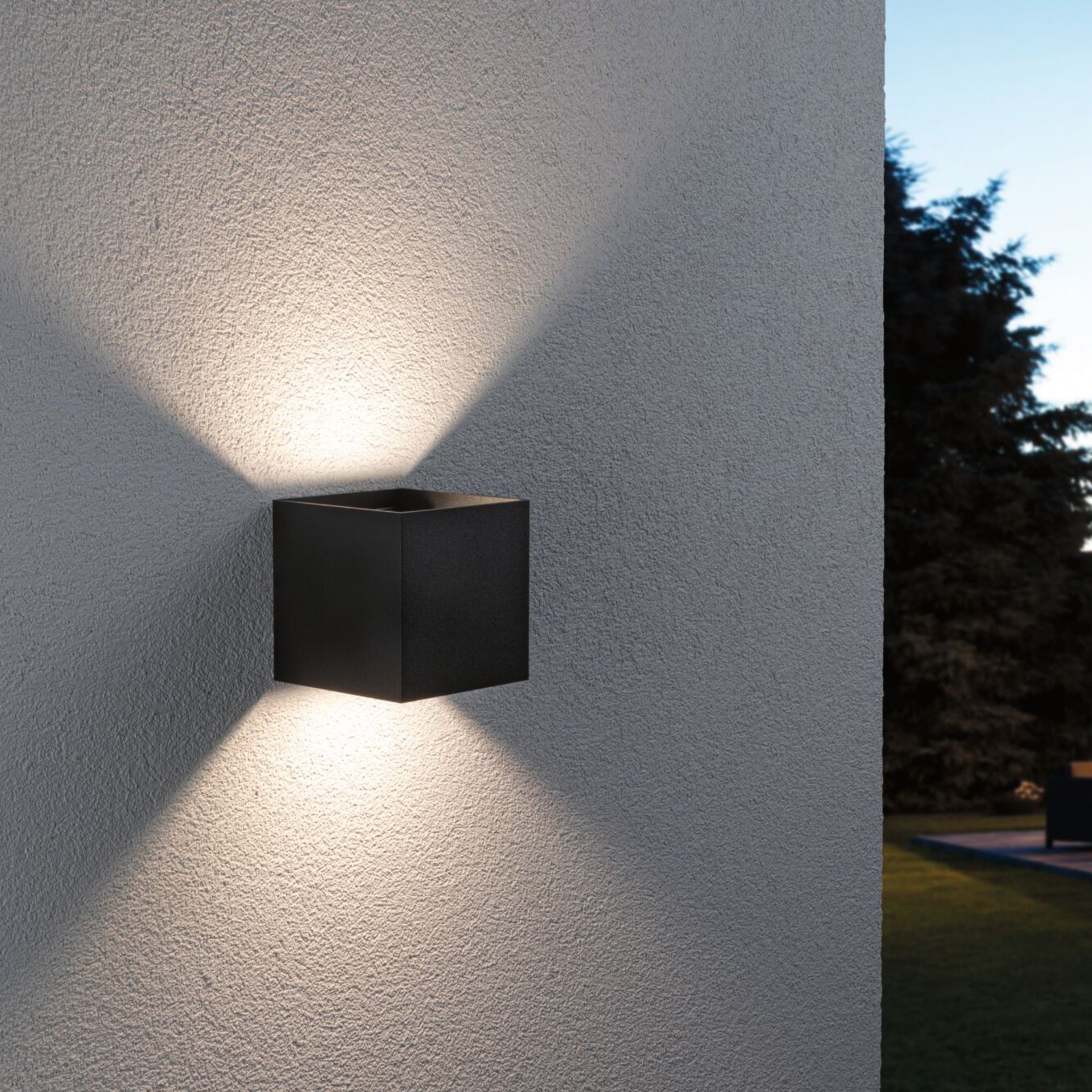 Paulmann Cybo LED utendørs vegglampe, RGBW, 10x10cm, antrasitt