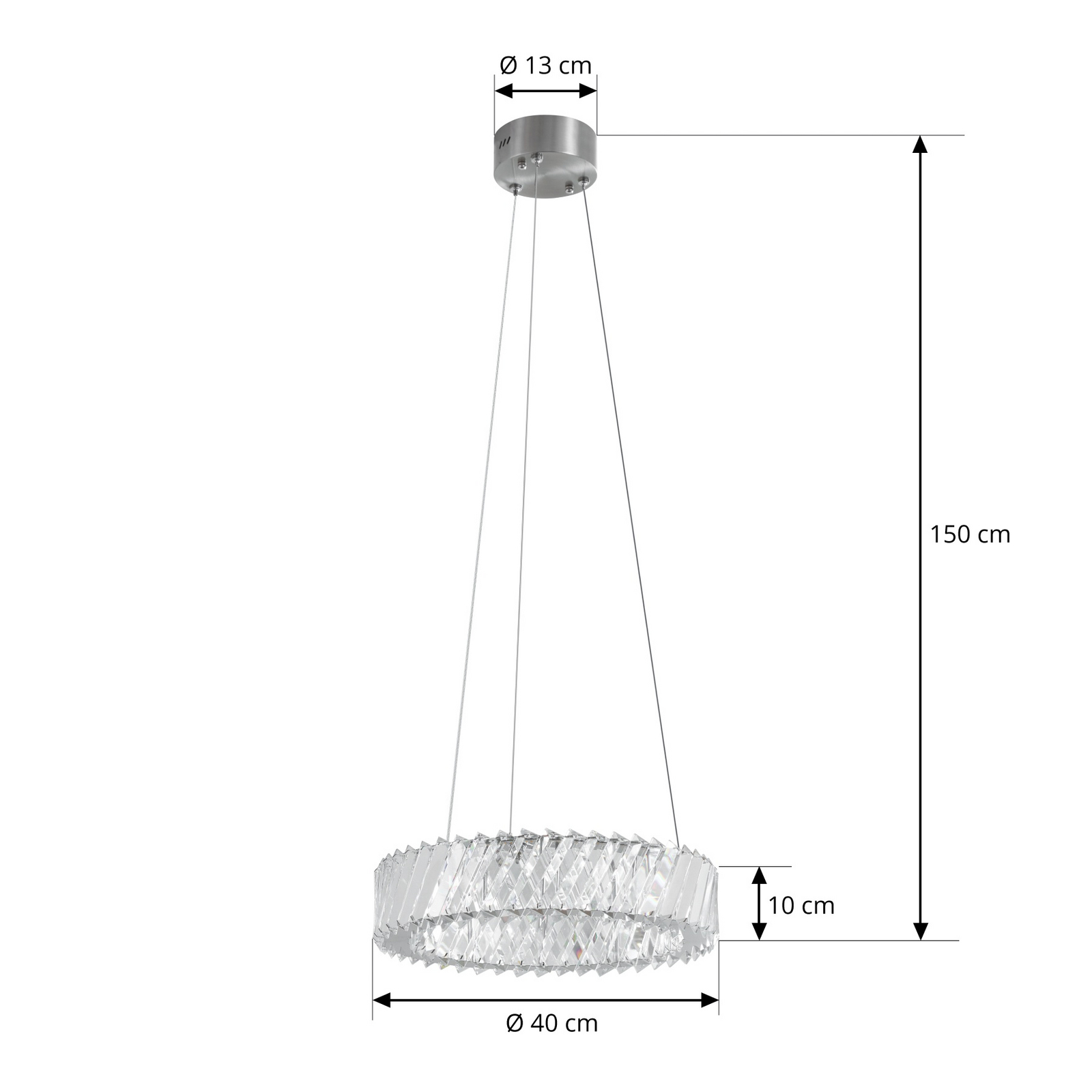 Glacis LED-Hängeleuchte, Kristall, Ø 40 cm, chrom - Lucande Glacis LED-Hängeleuchte, Kristall, Ø 40 cm, chrom - Lucande