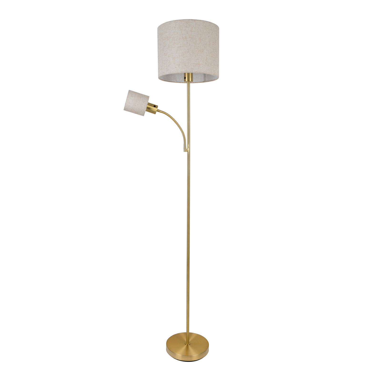 Φωτιστικό δαπέδου Filomena, μπεζ/ορείχαλκος, ύφασμα, βραχίονας ανάγνωσης, E27, Φωτιστικό δαπέδου Filomena, μπεζ/ορείχαλκος, ύφασμα, βραχίονας ανάγνωσης, E27,