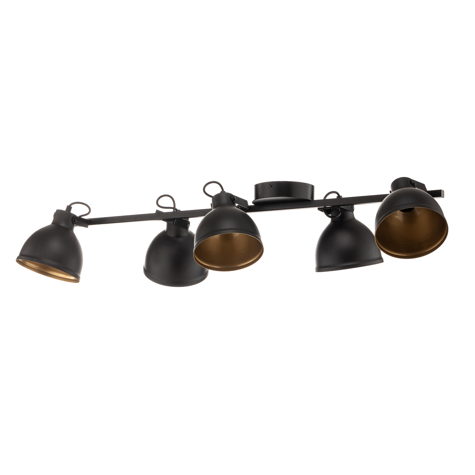 Plafondlamp Trial, 5-lamps, zwart/goud