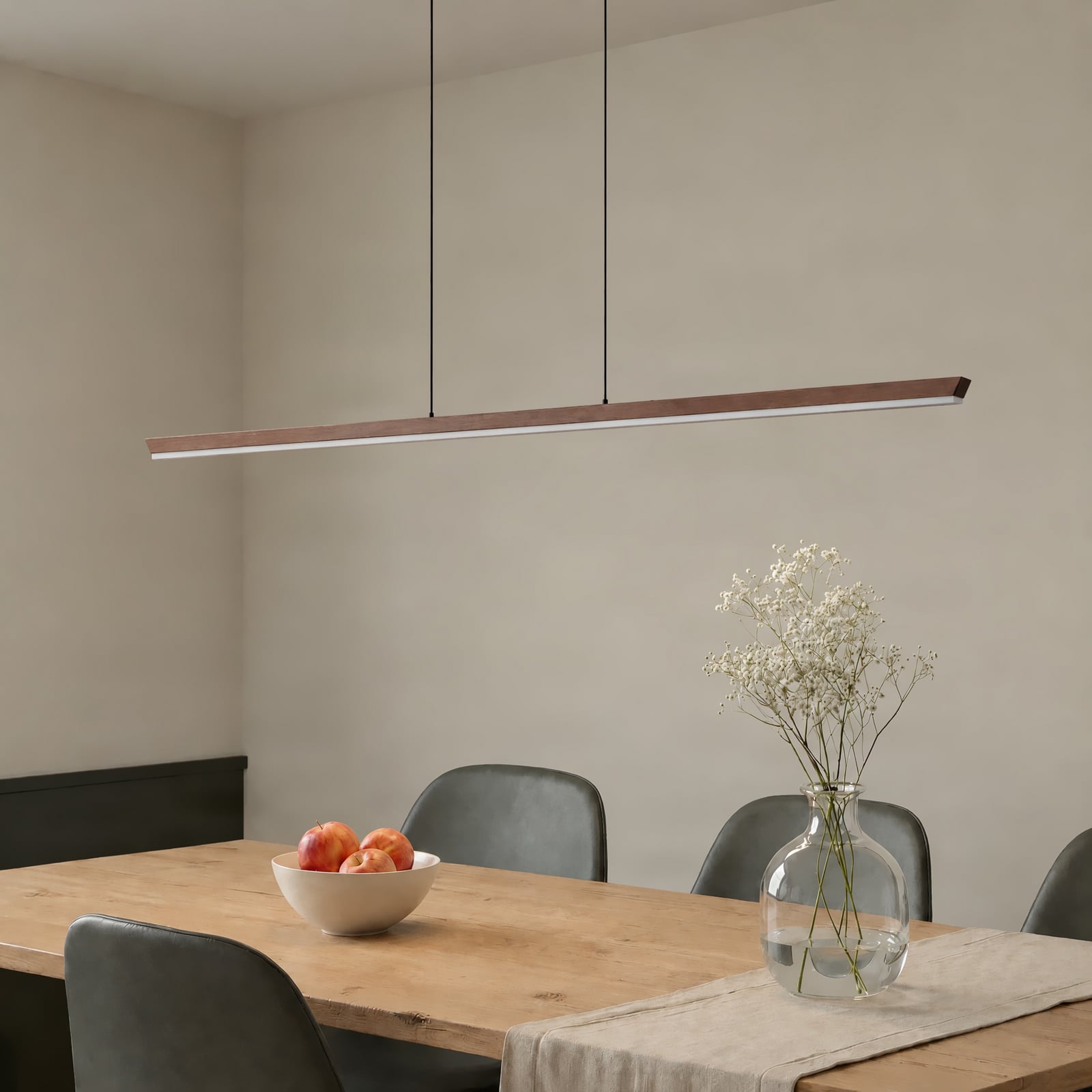 Suspension LED Solvar, 158 cm, marron, CCT, à intensité variable - Lucande Suspension LED Solvar, 158 cm, marron, CCT, à intensité variable - Lucande