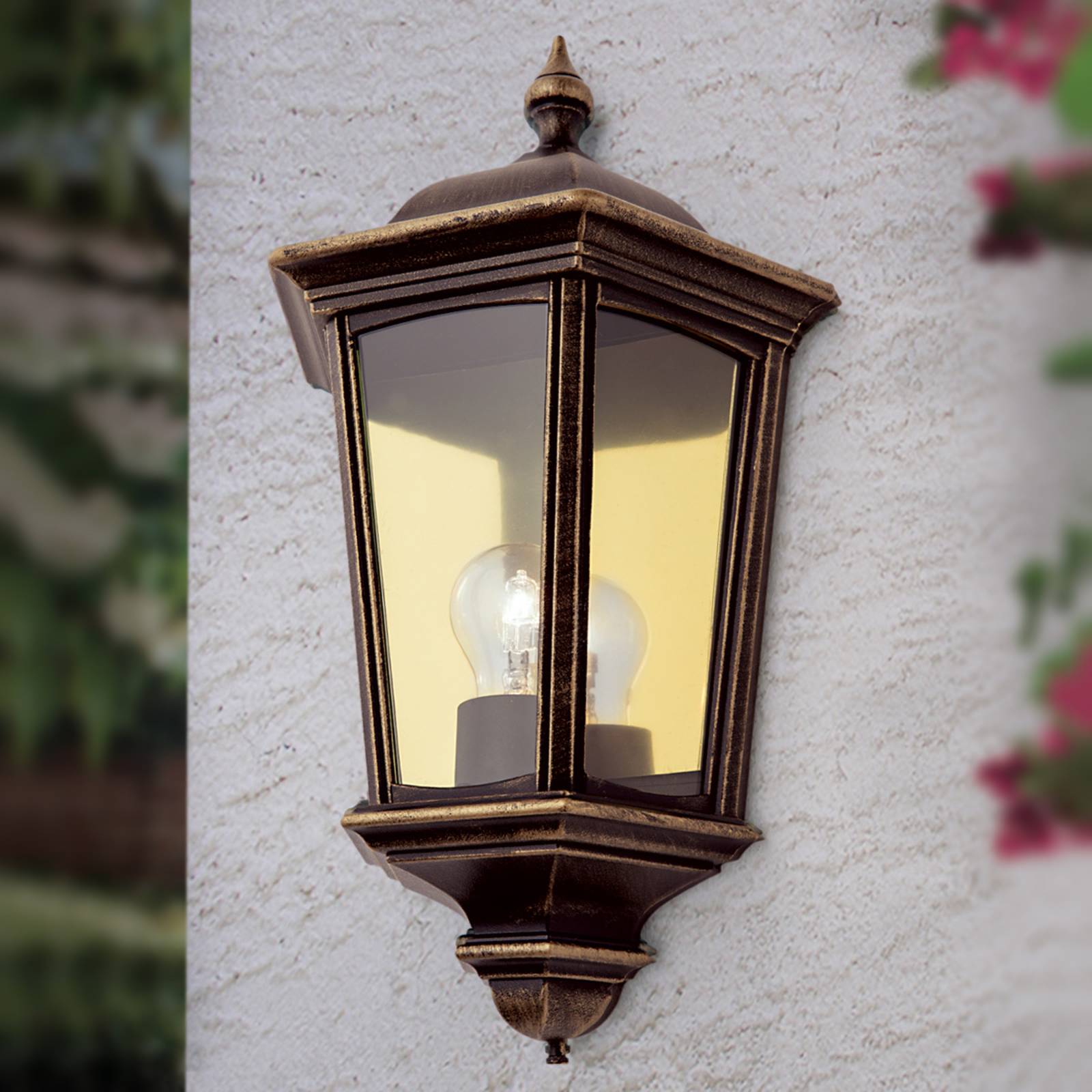 E-shop Vonkajšia nástenná lampa Puchberg, čierno-zlatá