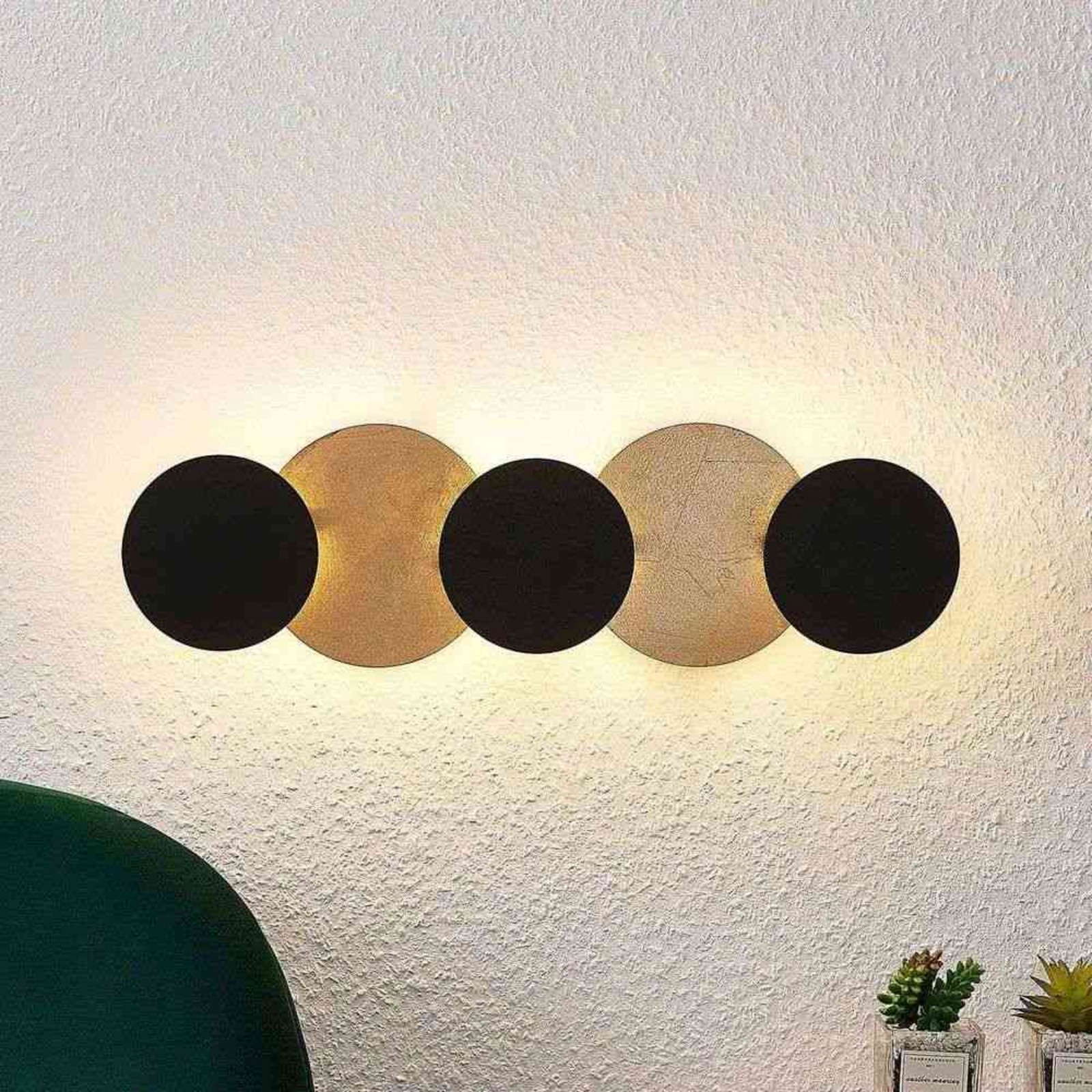 Grazyna 5 LED Aplică de Perete Black/Gold - Lindby