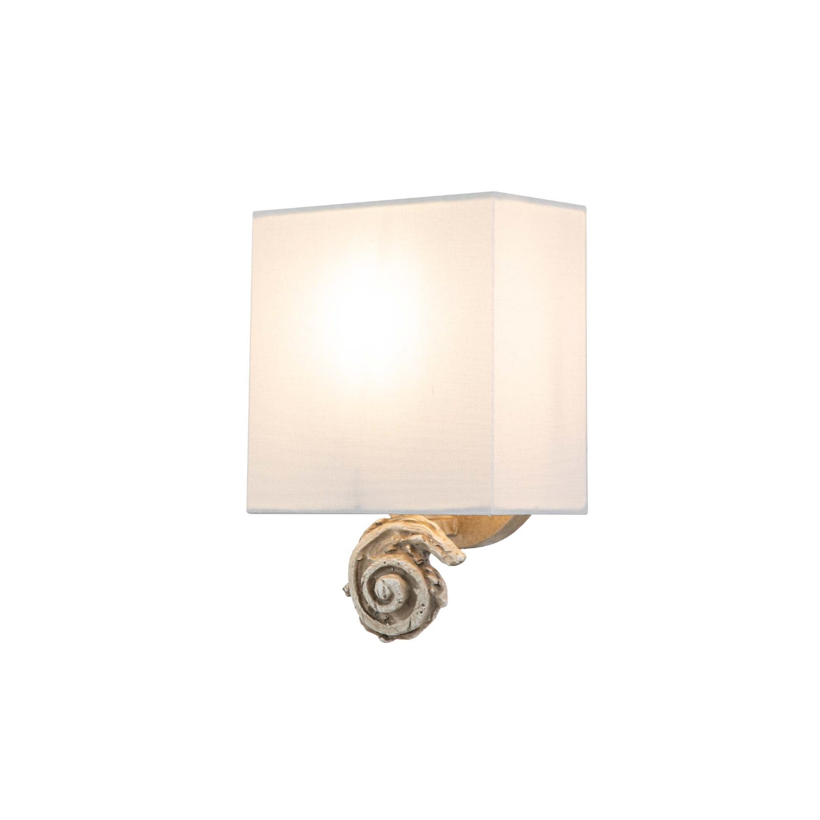 Swirl Small wall light with linen shade, antique white