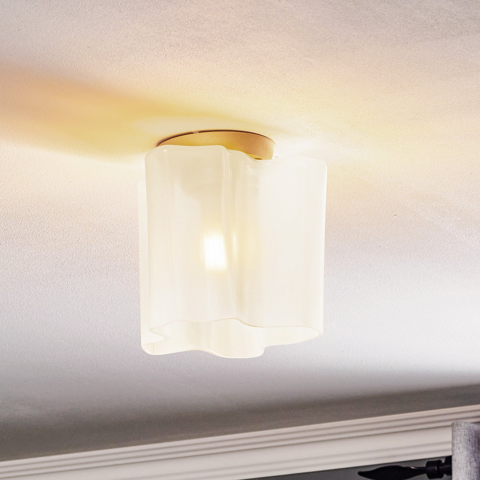 Artemide Logico Micro plafonieră 18x18 cm - Camera de zi / sufragerie - design - alb aluminiu - Sticlă