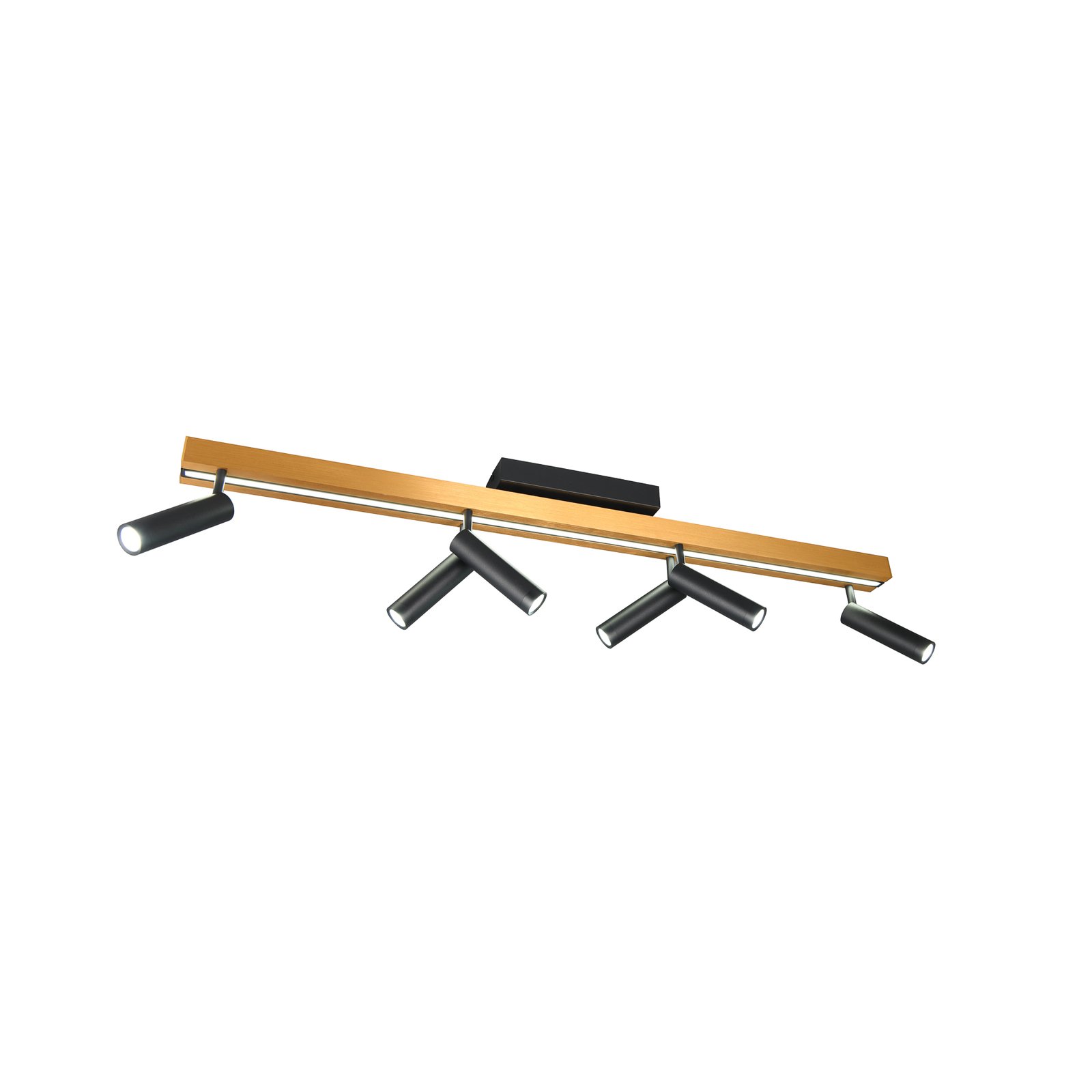 Faretto LED Zeno da soffitto, 6 spot, nero/oro, metallo