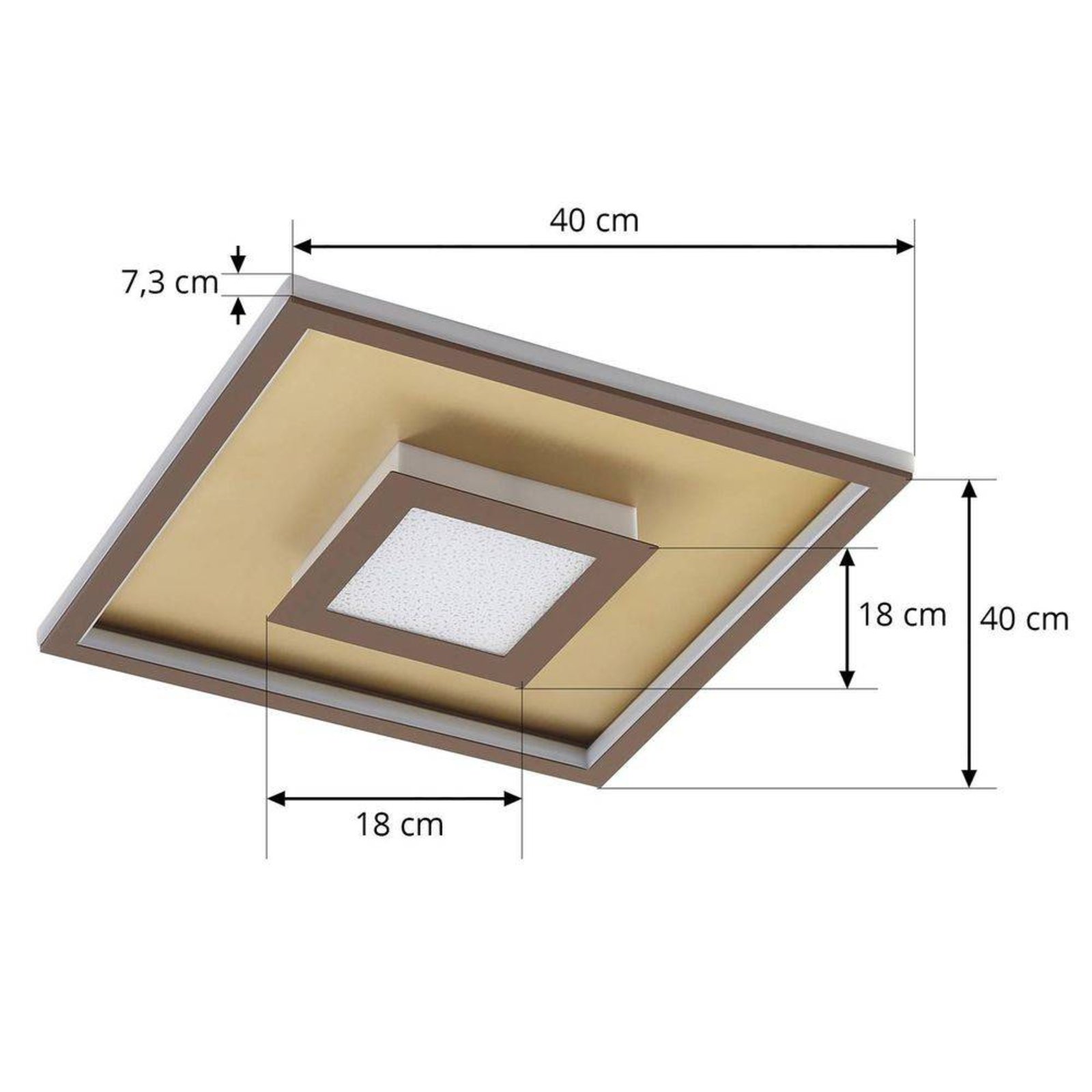 Pekela Square LED Stropna lampa L40 hrđati/Matt Zlato - Lindby