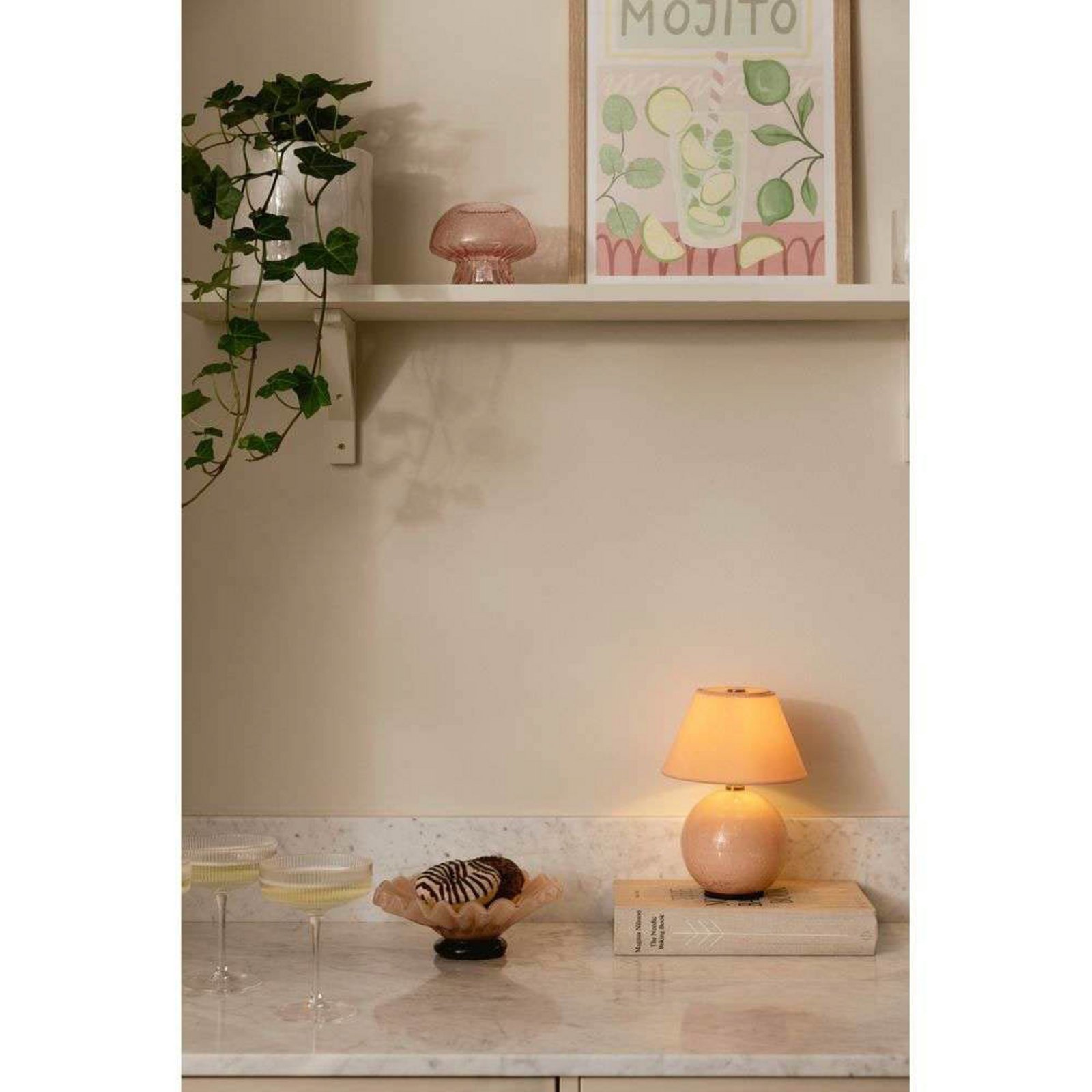 Globen Lighting Akku-Tischleuchte IRIS, rosé, Höhe 23 cm