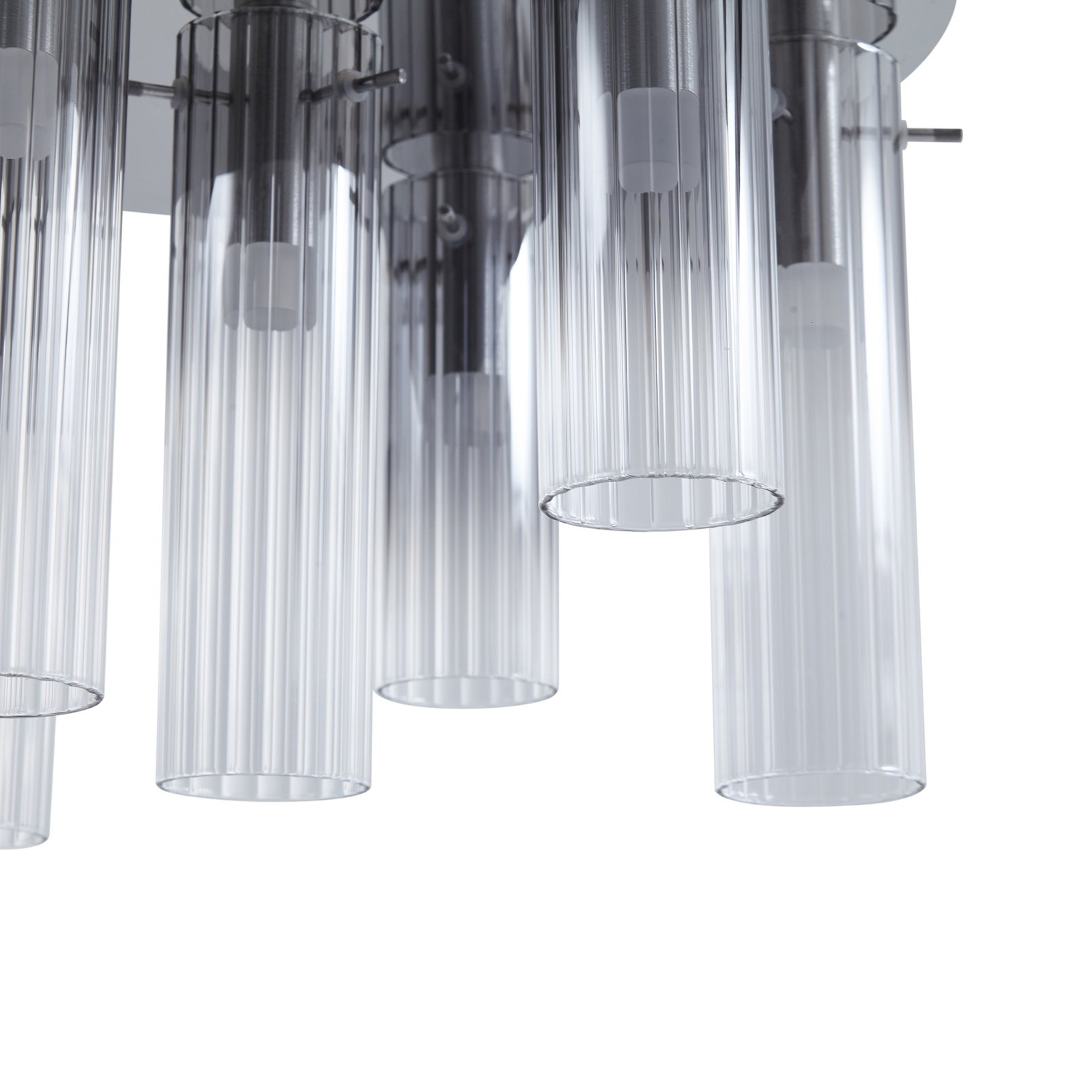 Lucande LED ceiling light Korvitha, 7-bulb, grey, glass