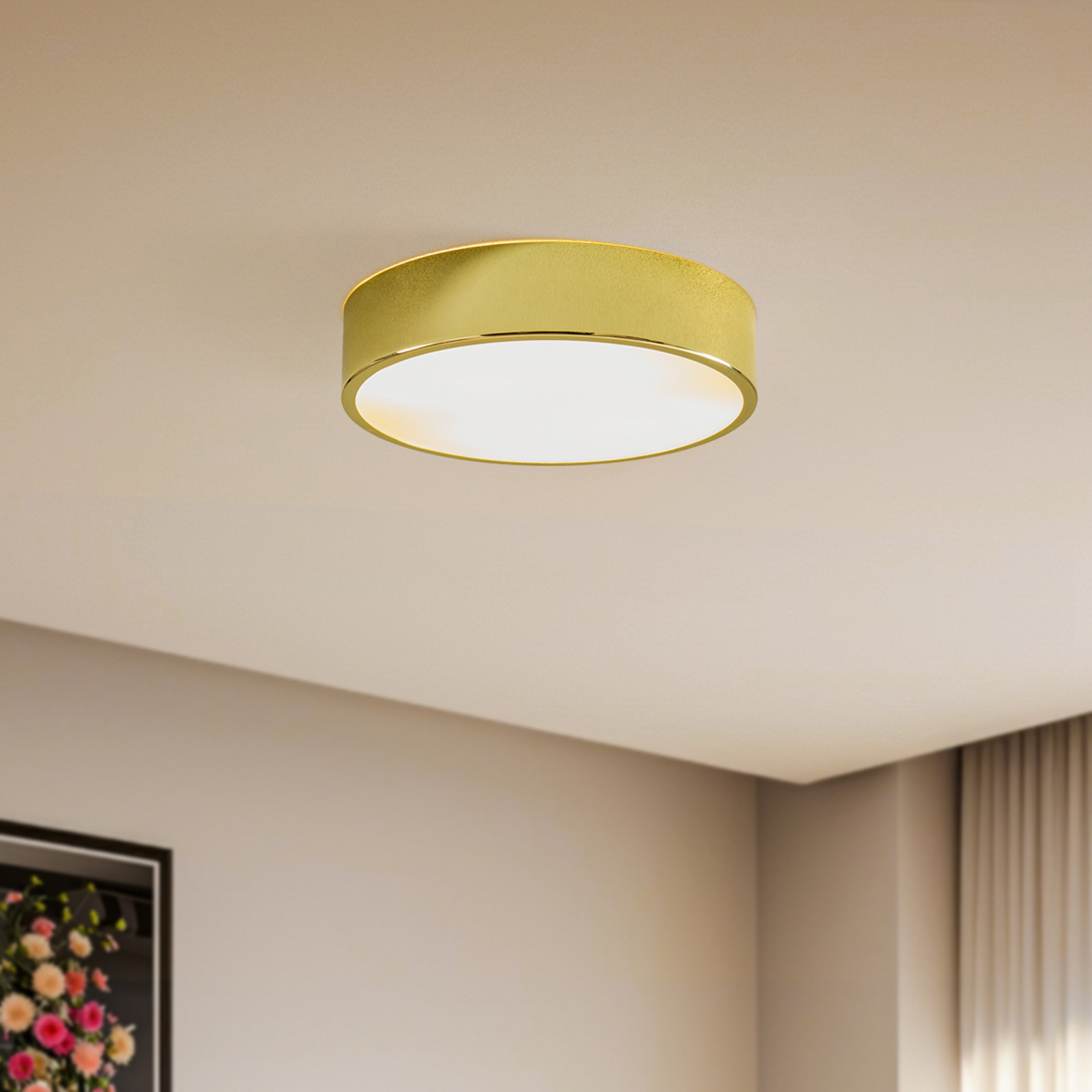 Lamkur Plachetă plafonieră Kimban din metal Ø 36 cm auriu - Camera de zi / sufragerie - auriu alb