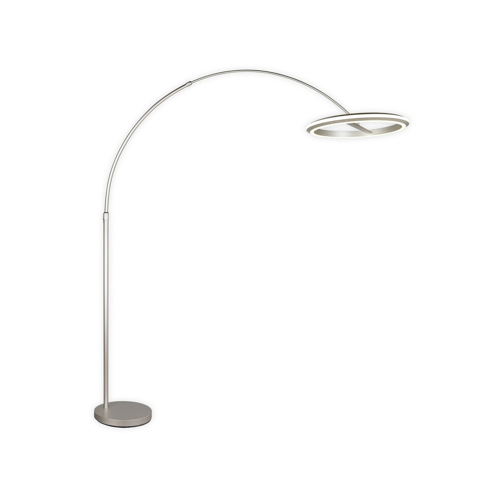 Lampadaire LED Amador, couleur nickel, hauteur 205 cm Métal