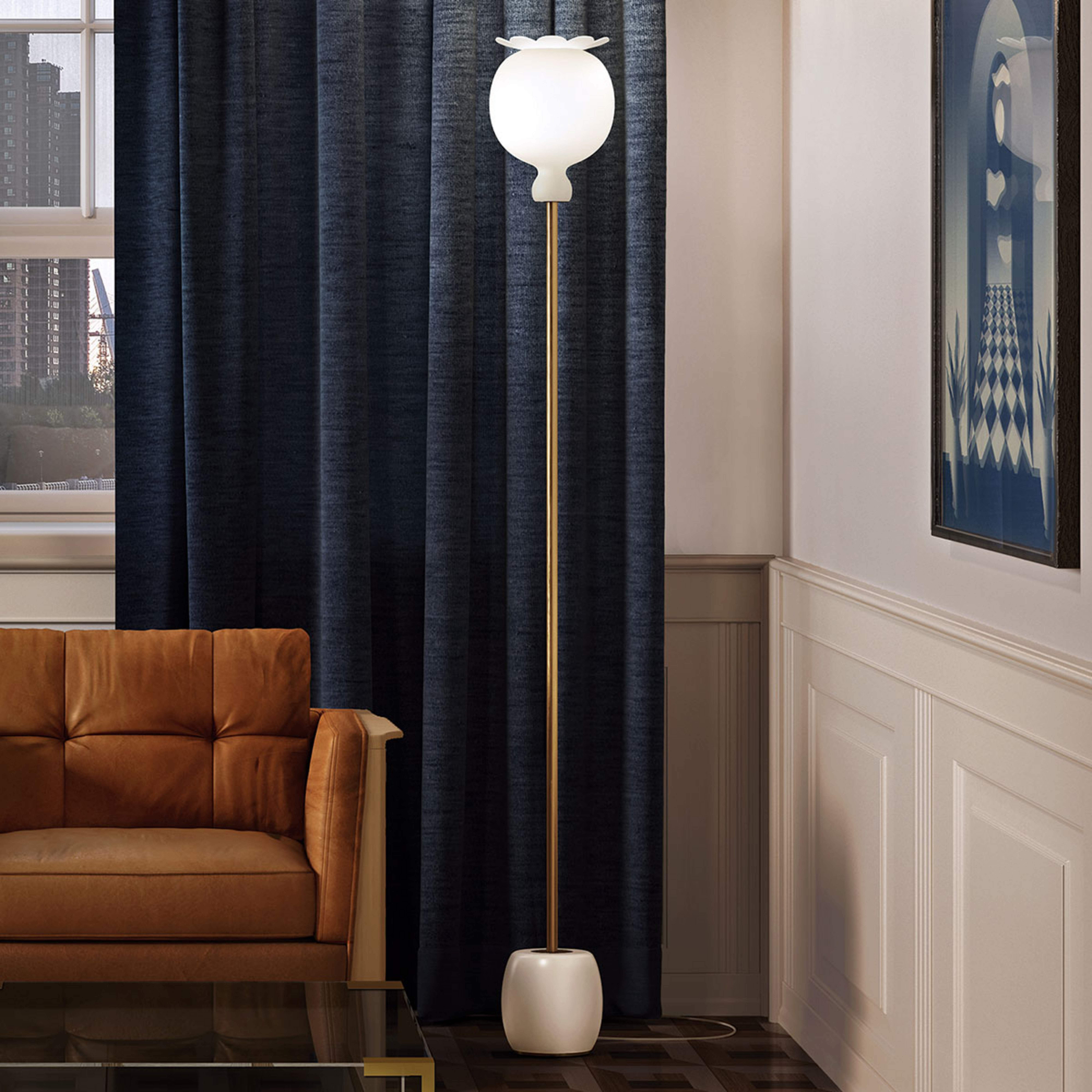 kdln Stehleuchte Opyo, weiß, Höhe 172 cm